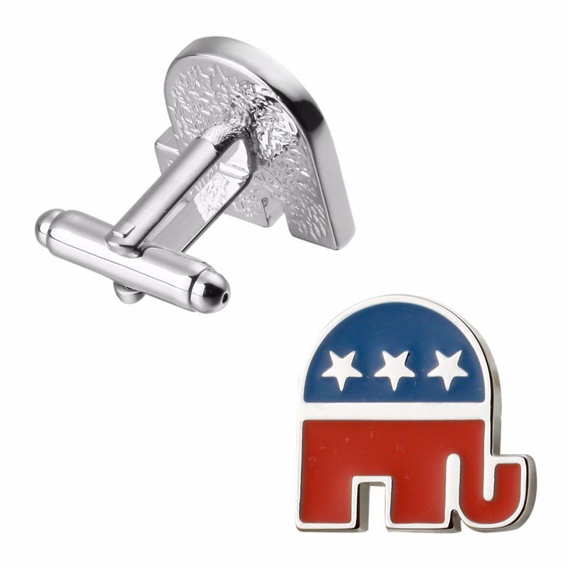 Blue, Red Republican Elephant Cuff-links