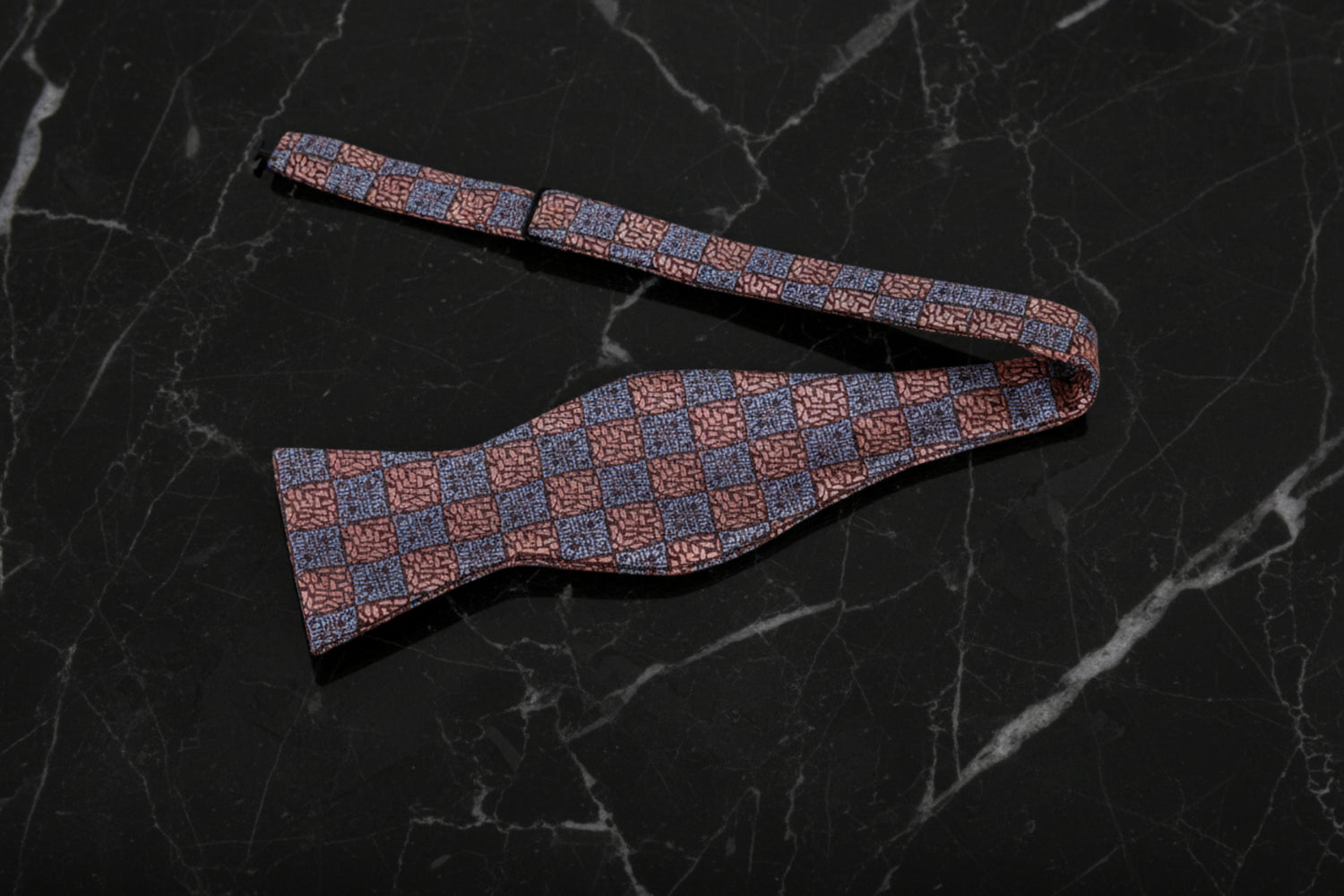 Rose Gold and Grey Ulysses Paisley Self Tie Bow Tie