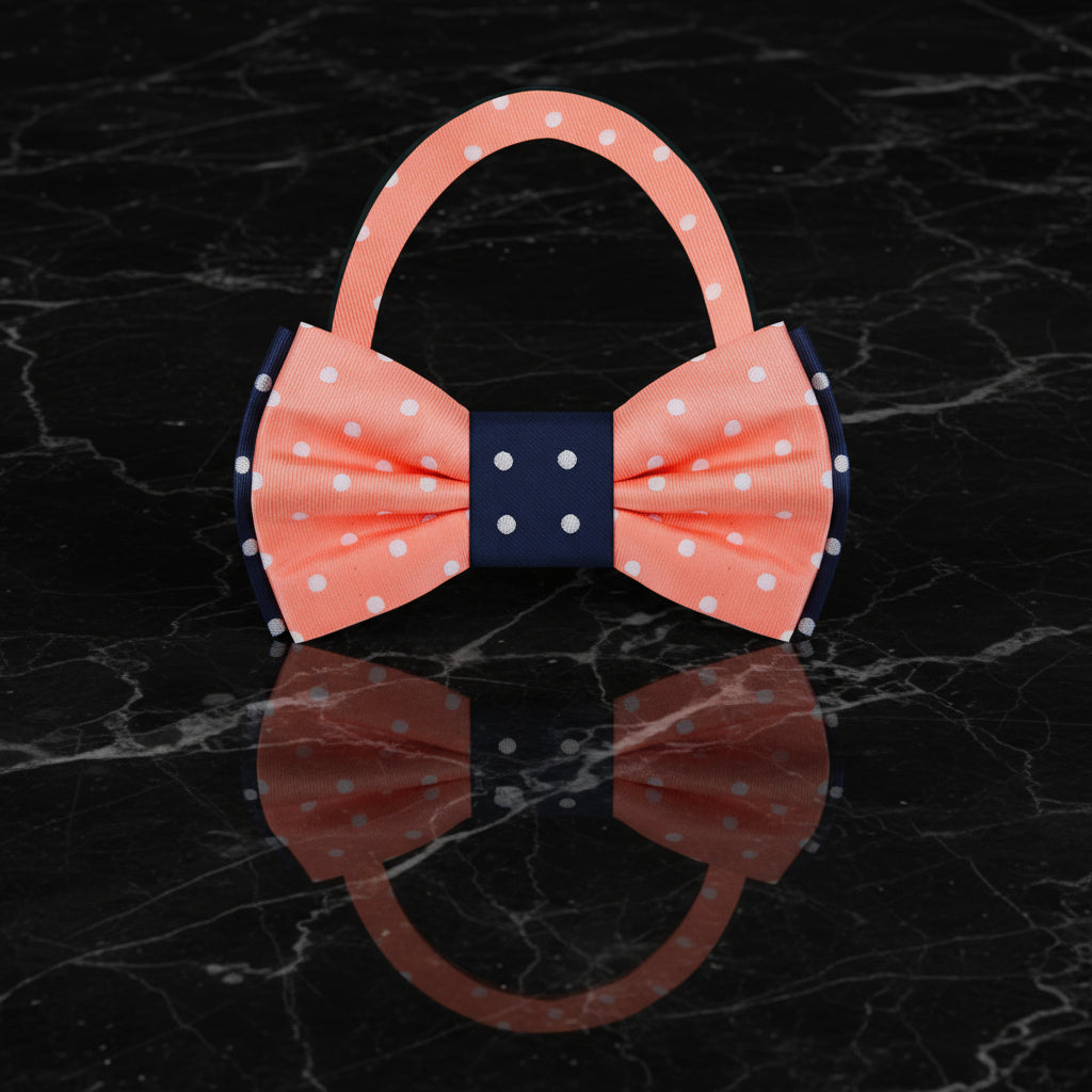 Pre Tied: Blue, Salmon Polka Bow Tie