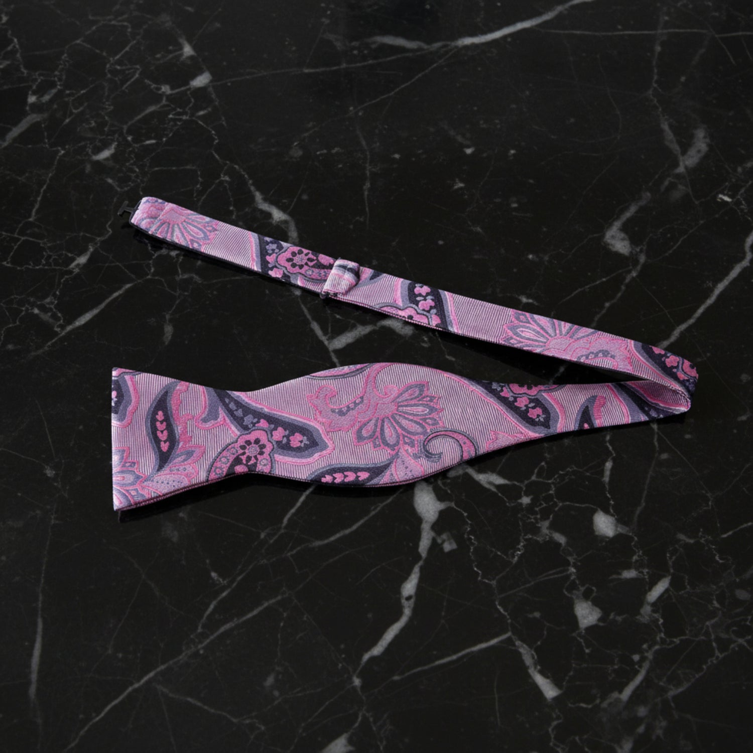 Pink Black Grey Self Tie Bow Tie