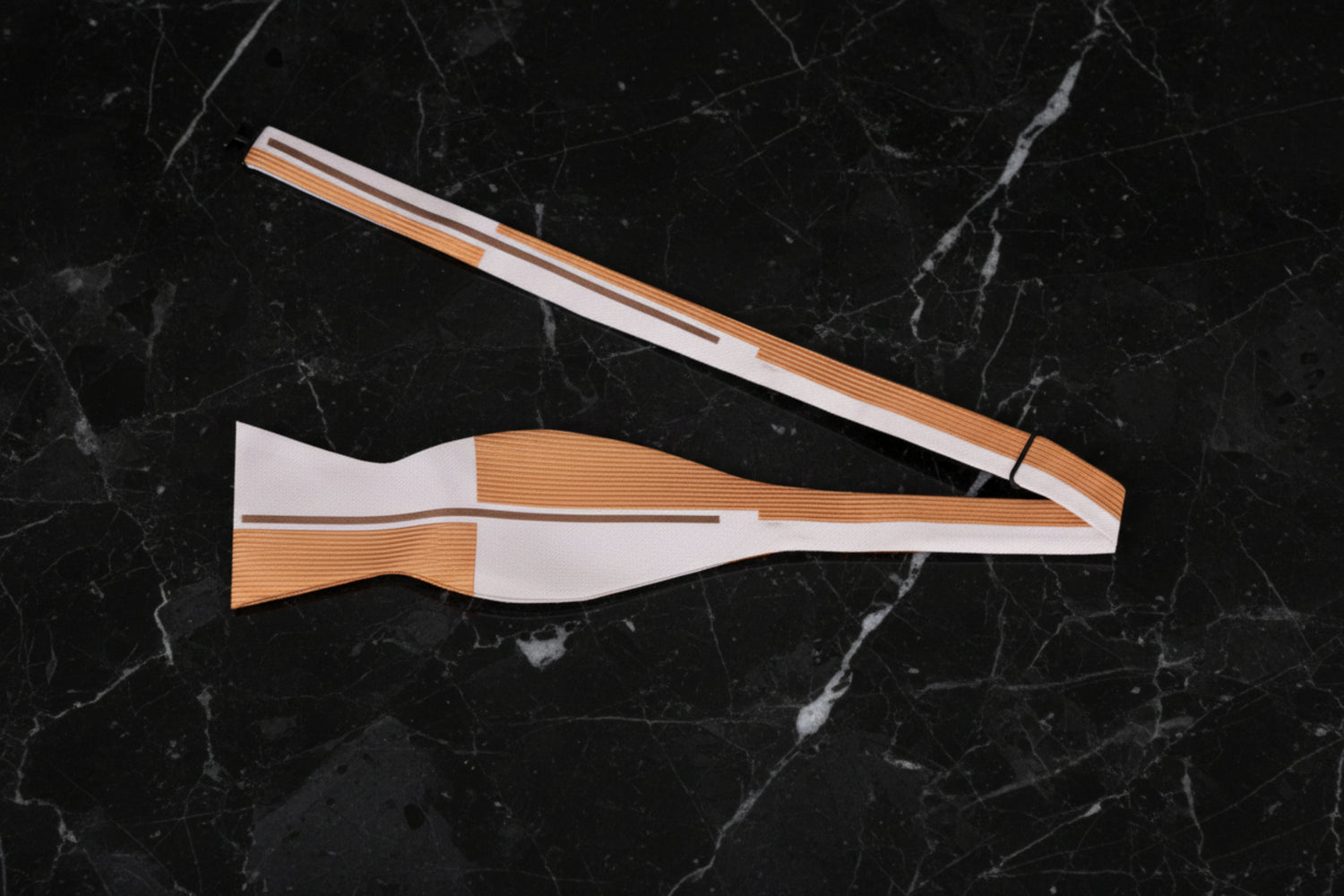 Light Orange, Orange, Brown Stripe Bow Tie Untied