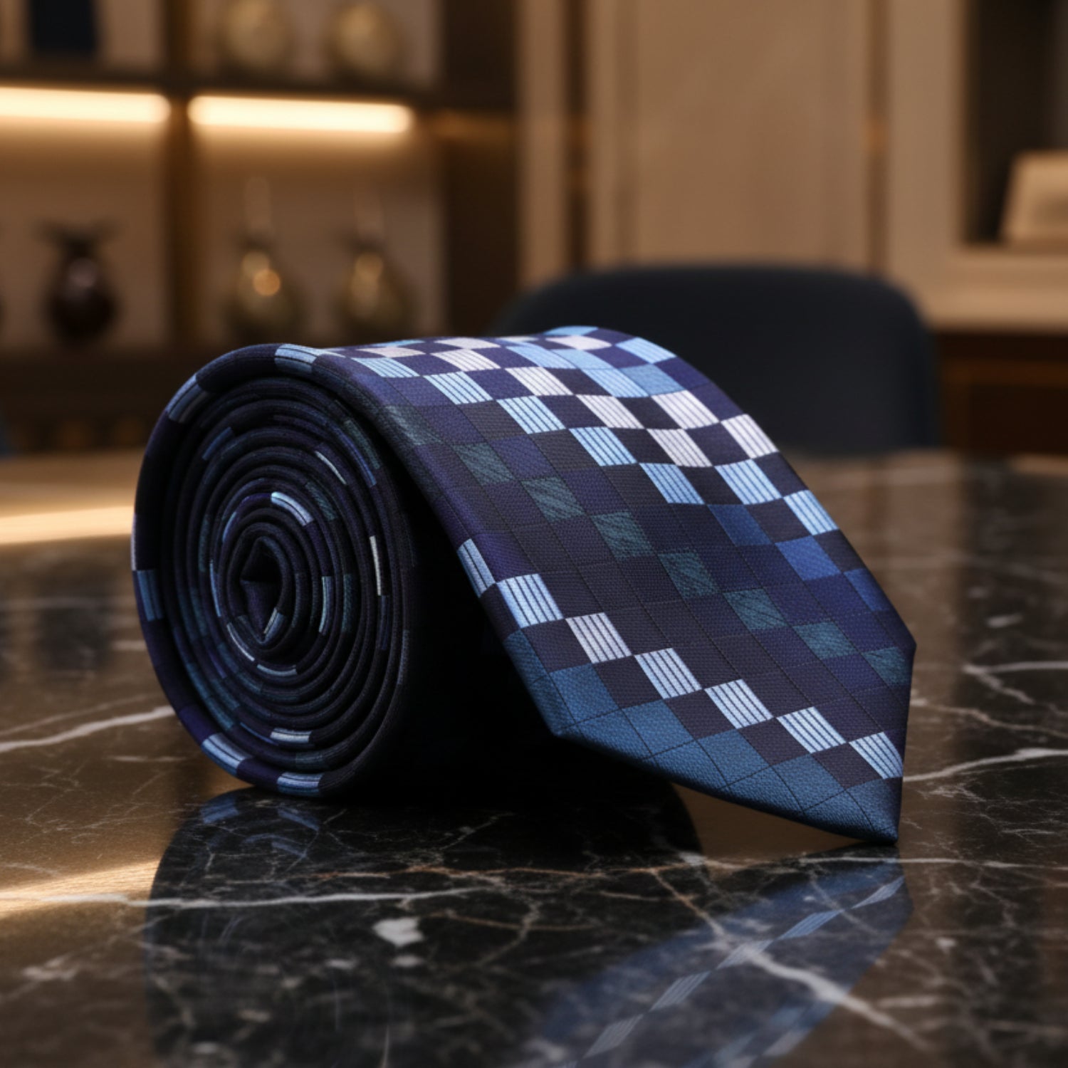 Blue Blocks Tie  