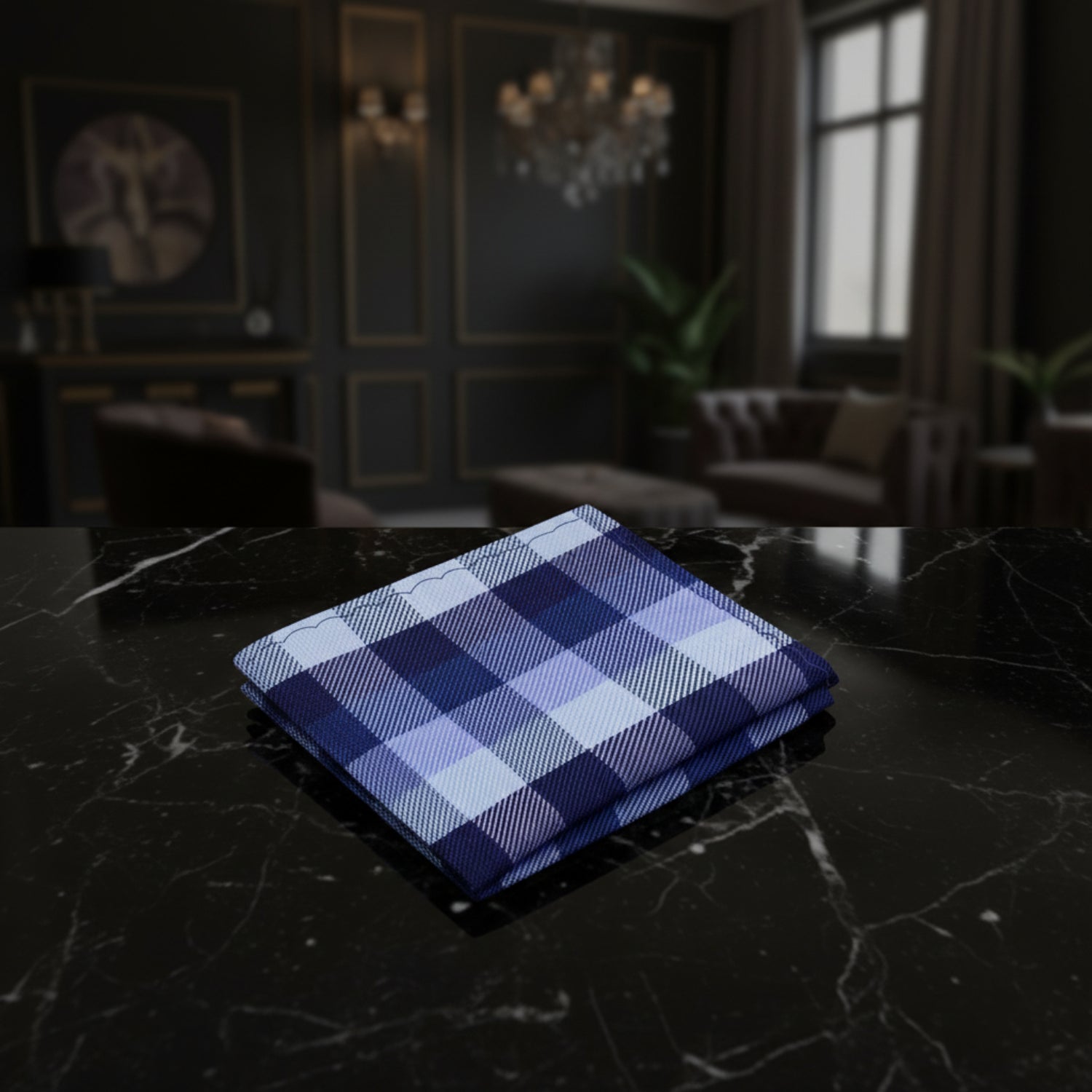 A Blue, Light Blue Geometric Squares Pattern Pocket Square