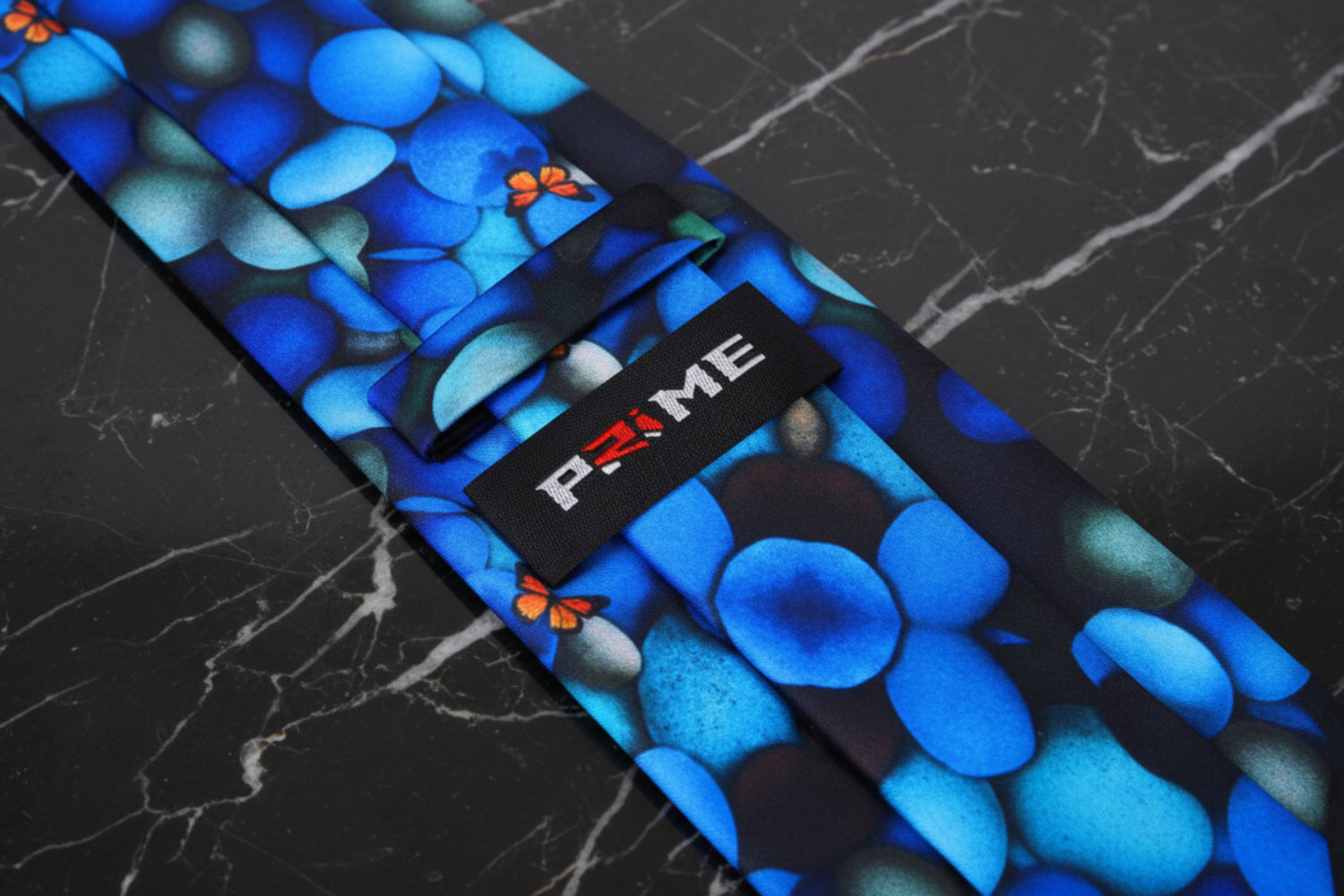 Blue Stones with Orange Butterflies Tie Keep