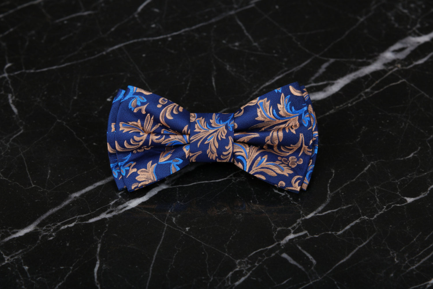 Shades of Blue and Brown Vines and Flowers Bow Tie