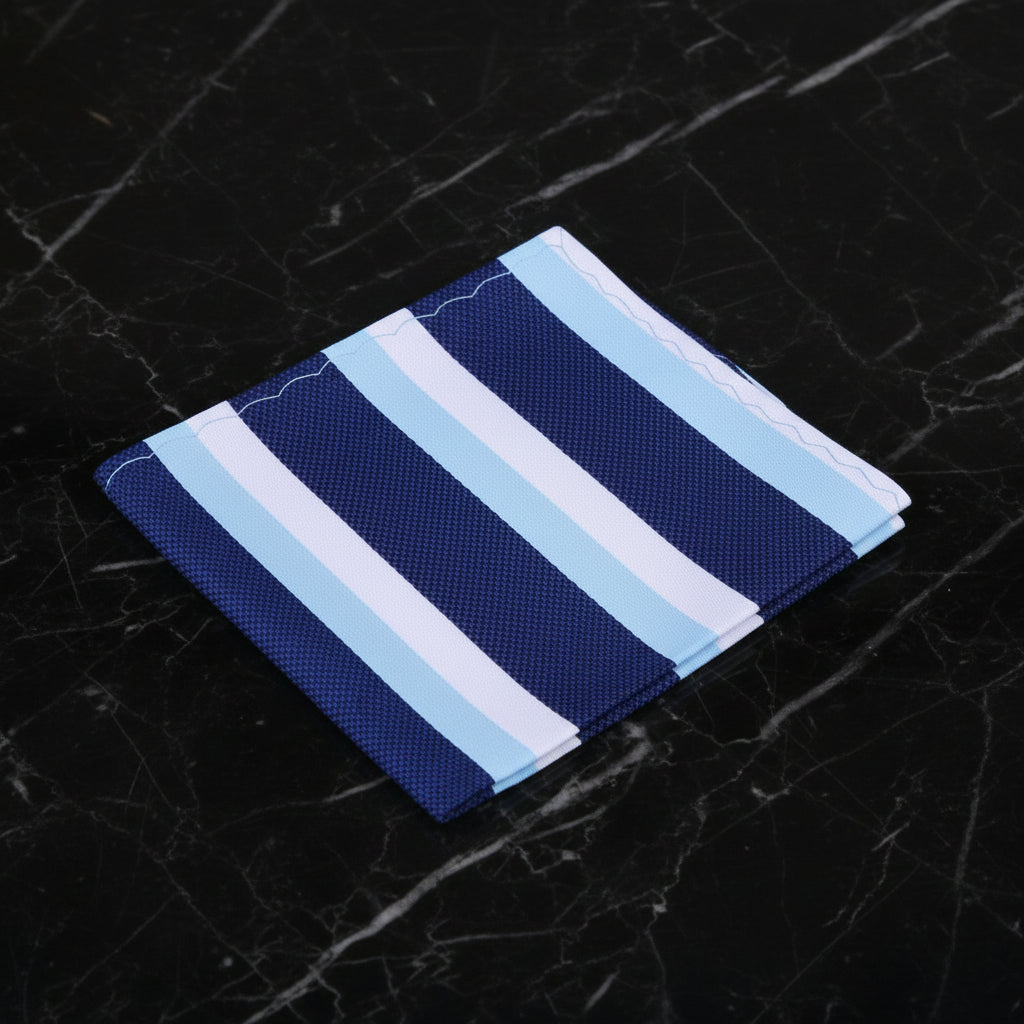Shades Of Blue, White Stripe Pocket Square