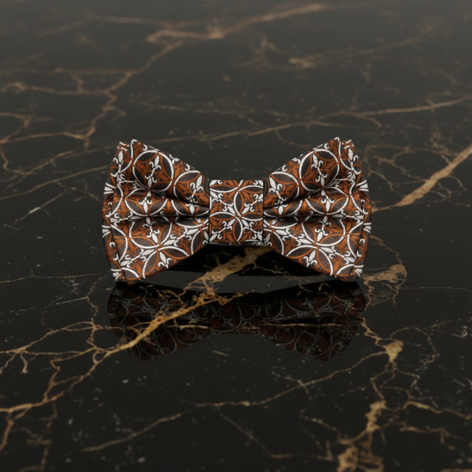 Brown Fleur De Lis Bow Tie