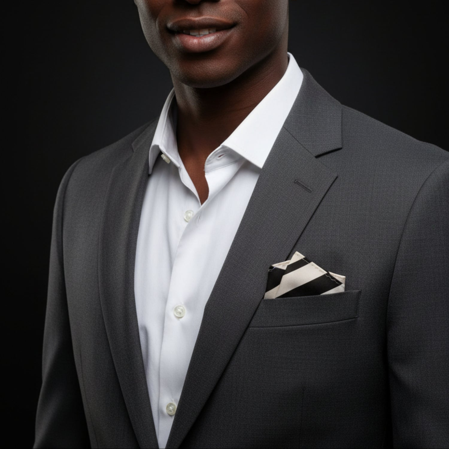 Main View: Light Brown, Brown Stripe Pocket Square