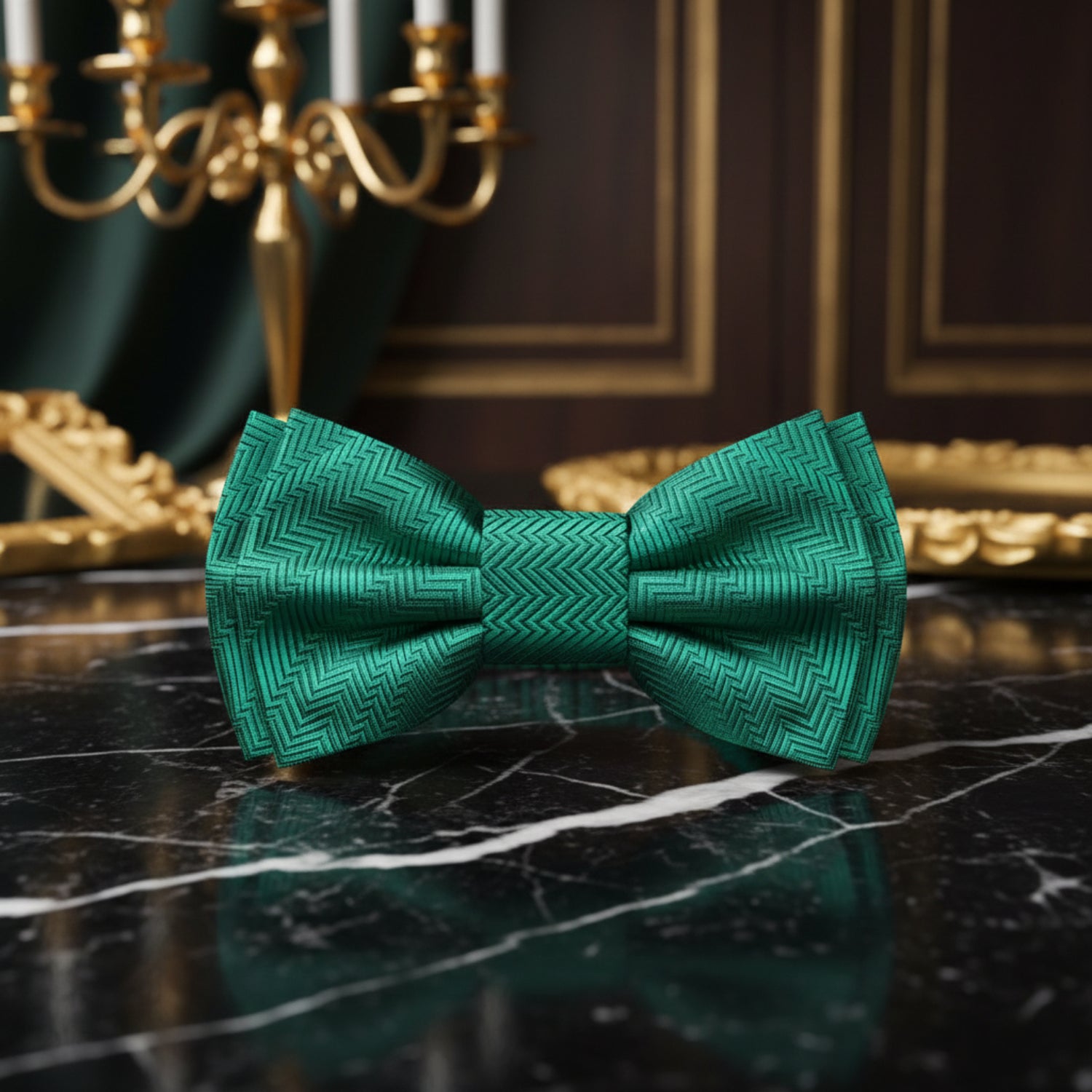 A Solid Shamrock Green Pattern Self Tie Bow Tie