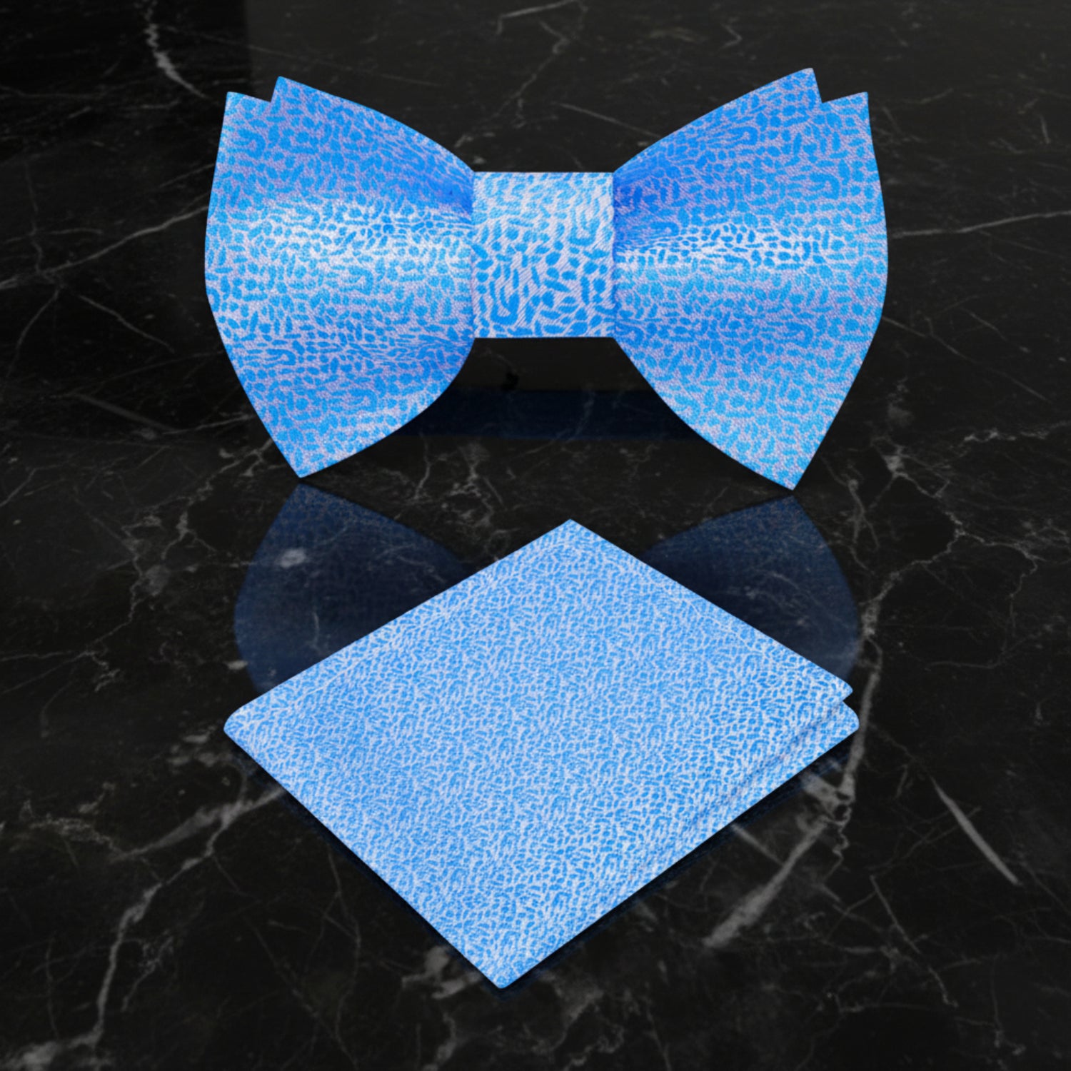 Laser Blue Shimmer Blue Bow Tie and Square