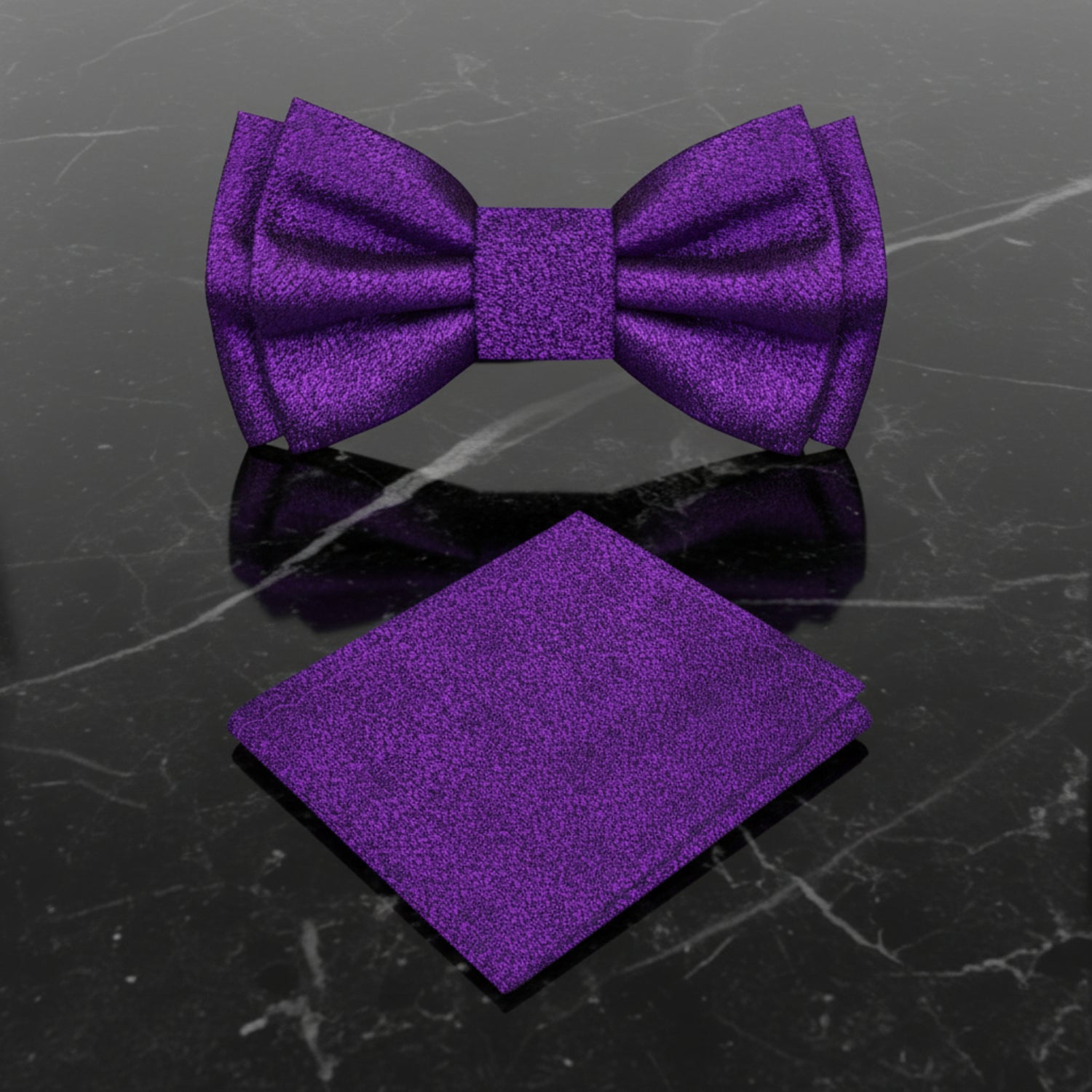 Shimmer Purple Bow Tie and Square