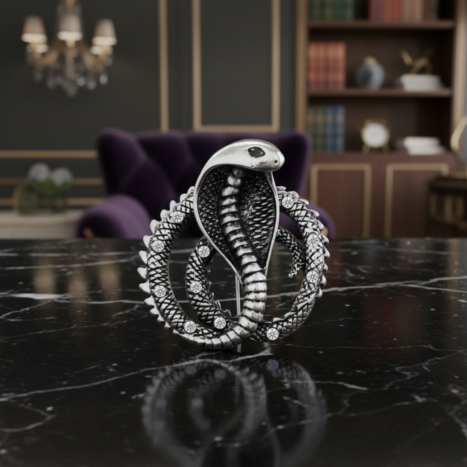 Silver Cobra Lapel Pin