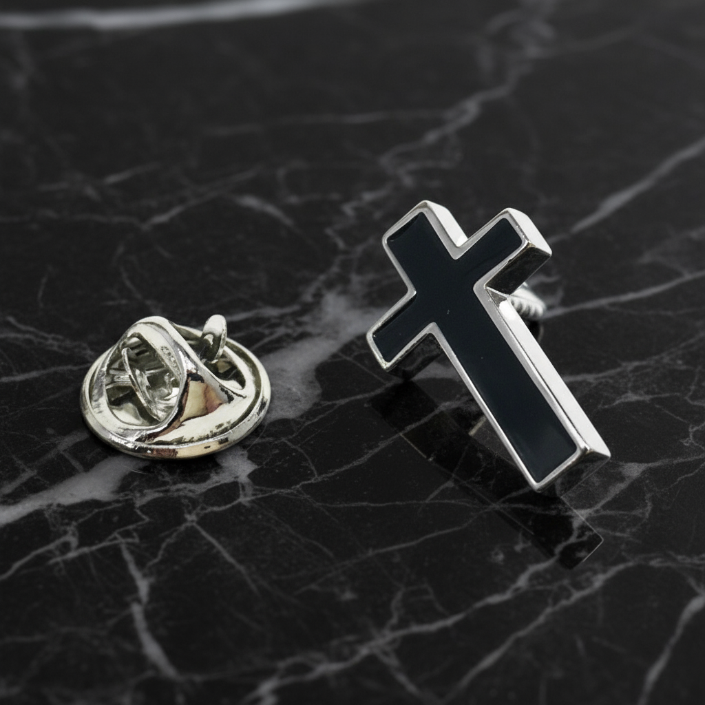 View 3: View 1: Black Cross Lapel Pin