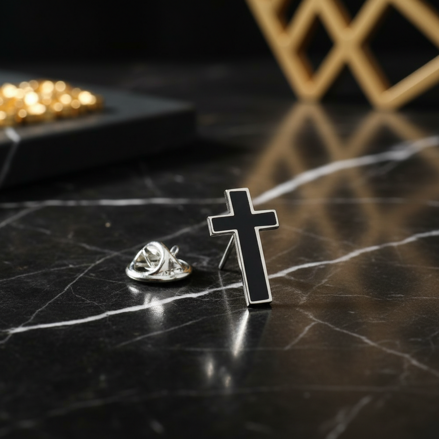 View 1: Black Cross Lapel Pin