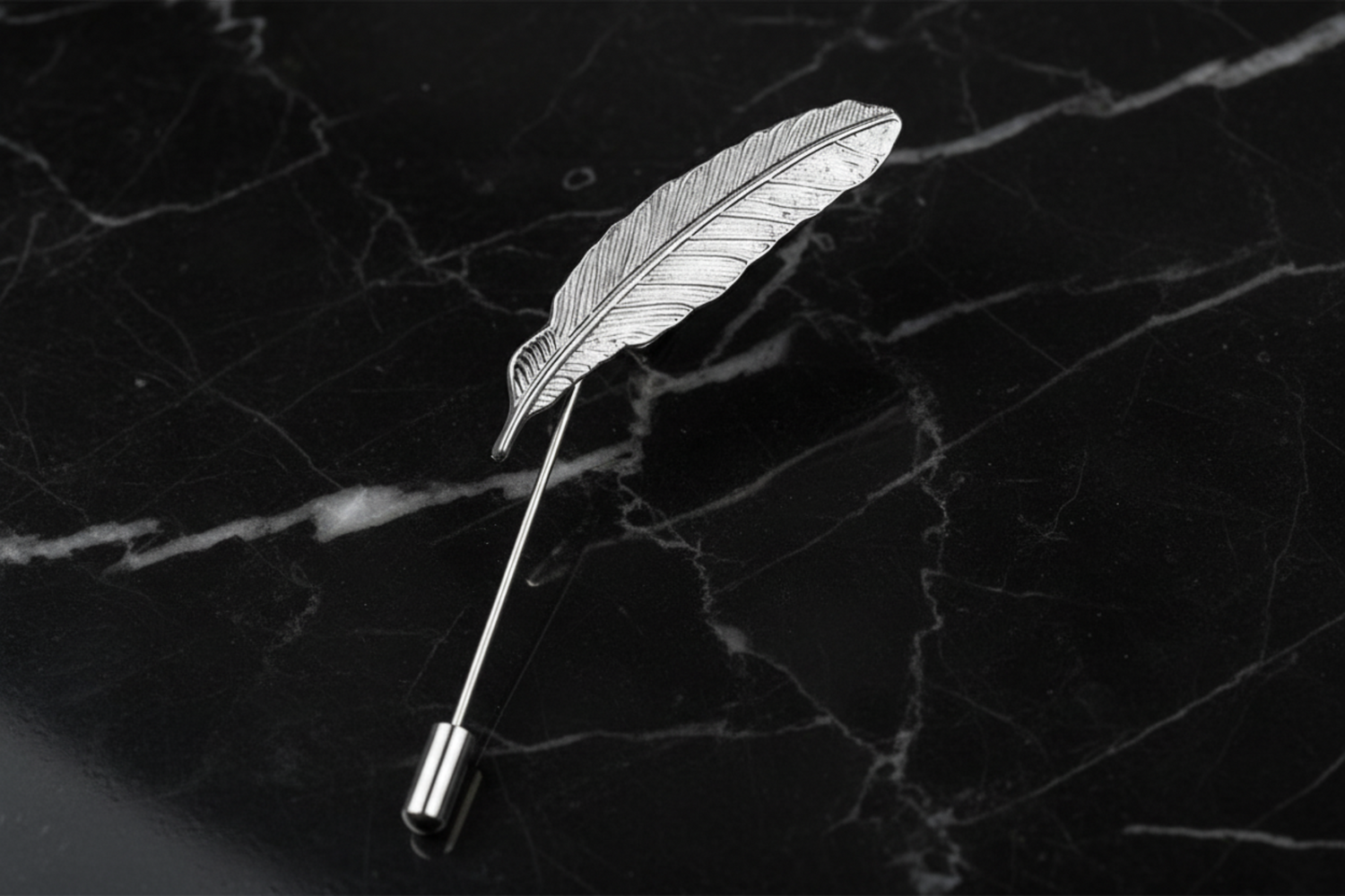 Silver Feather Lapel Pin