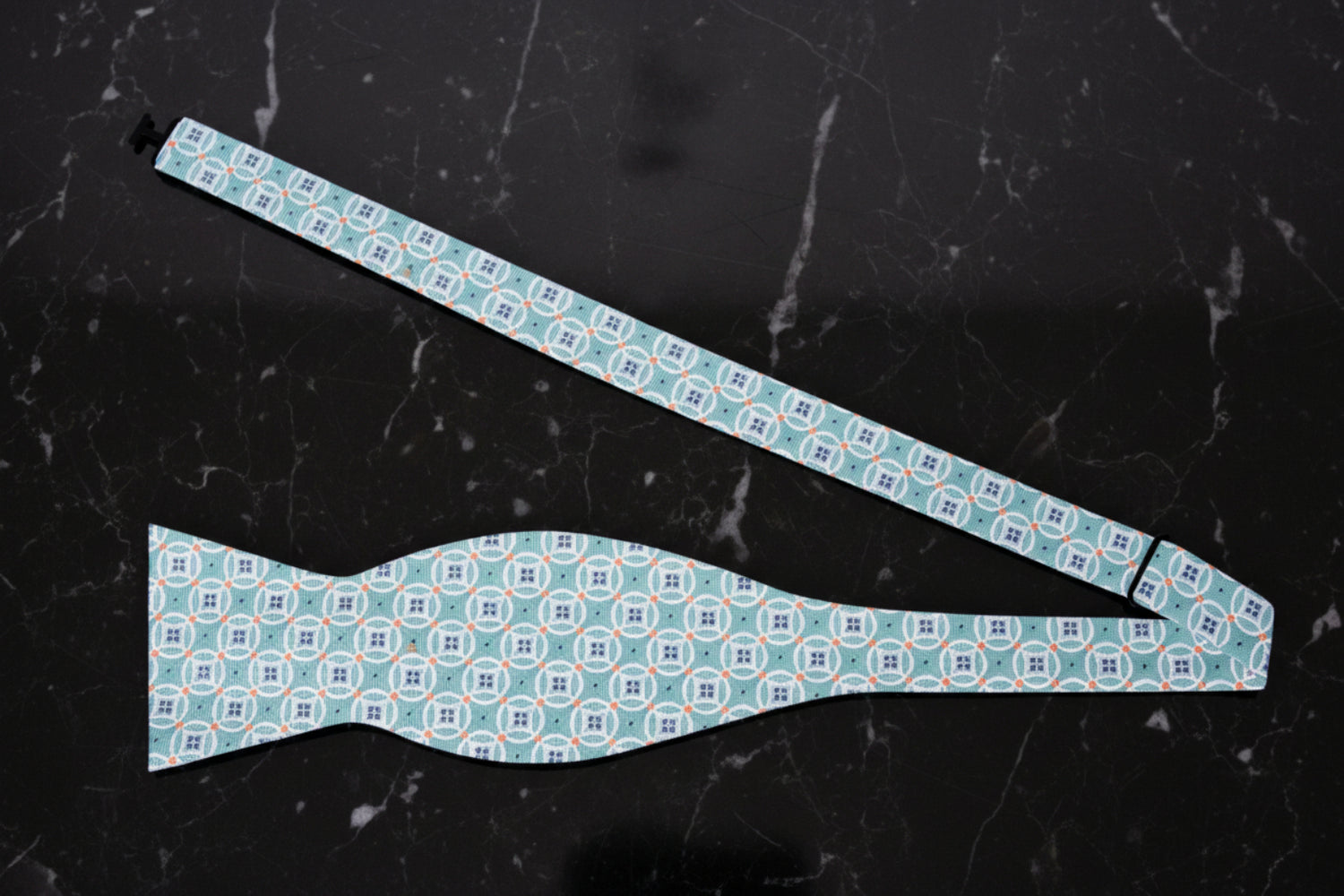 Pale Mint and Orange Geometric Self Tie Bow Tie