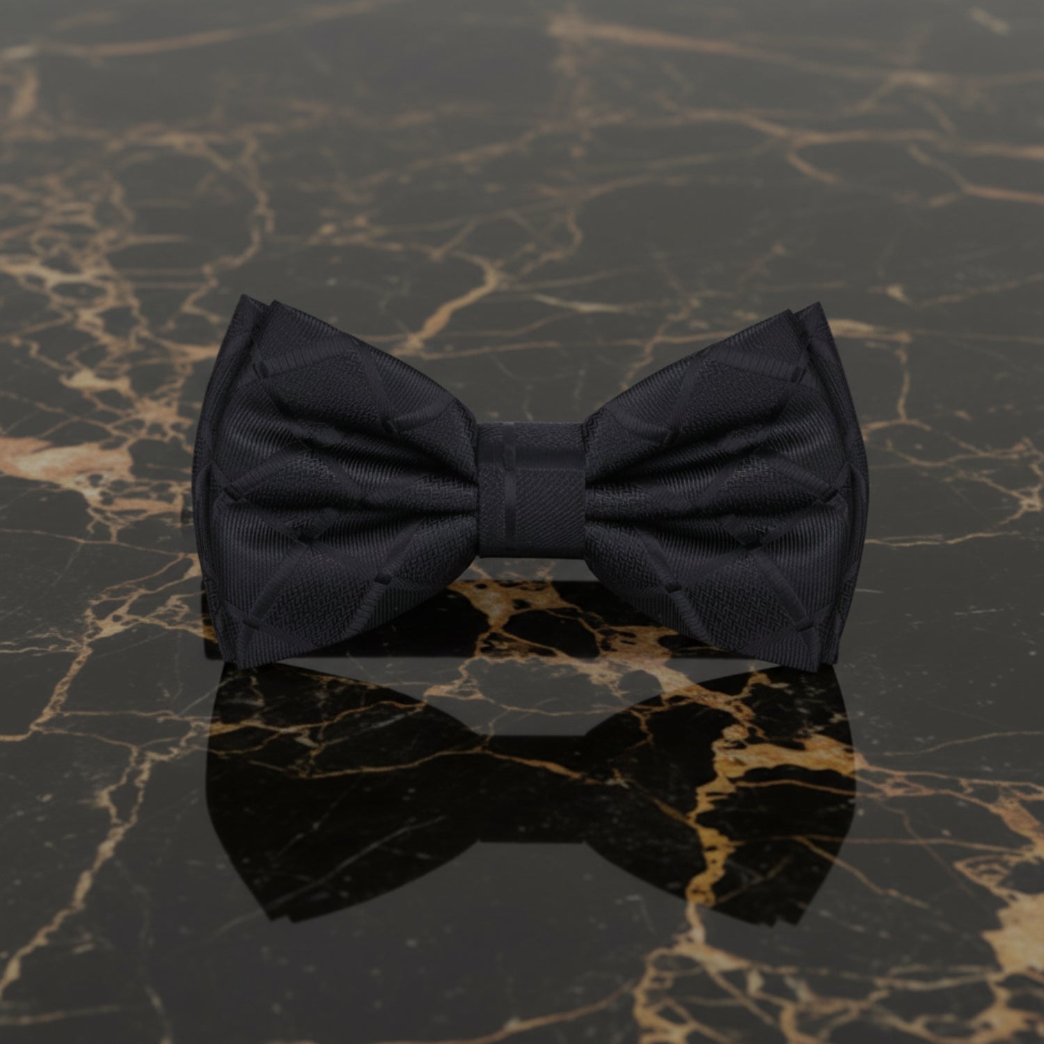 Black with Geometric Texture Bow Tie