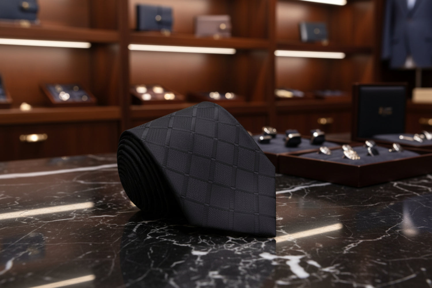 Sleek Black Squares Tie 