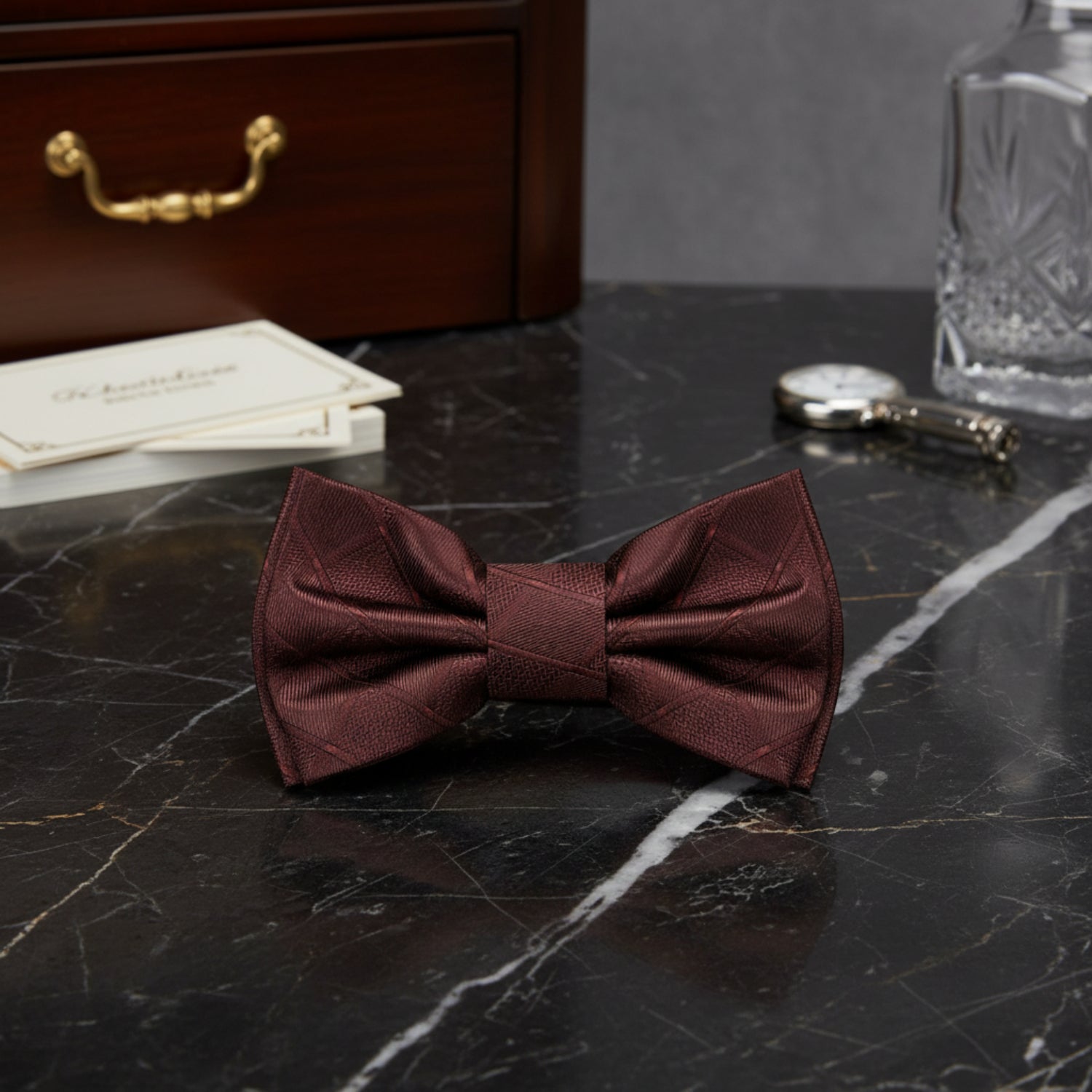 Brown with Geometric Texture Bow Tie
