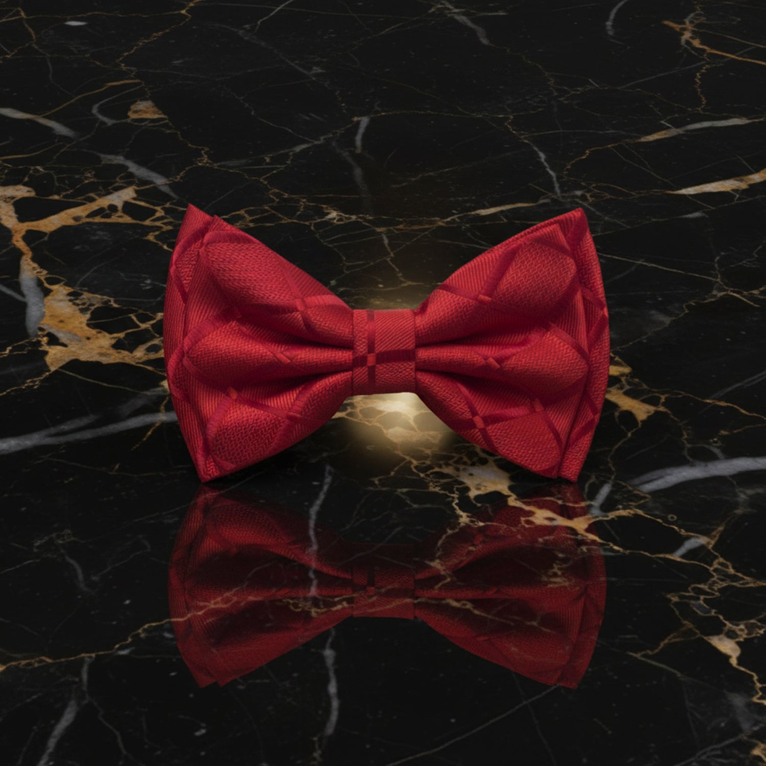 Solid Red with Geometric Texture Bow Tie