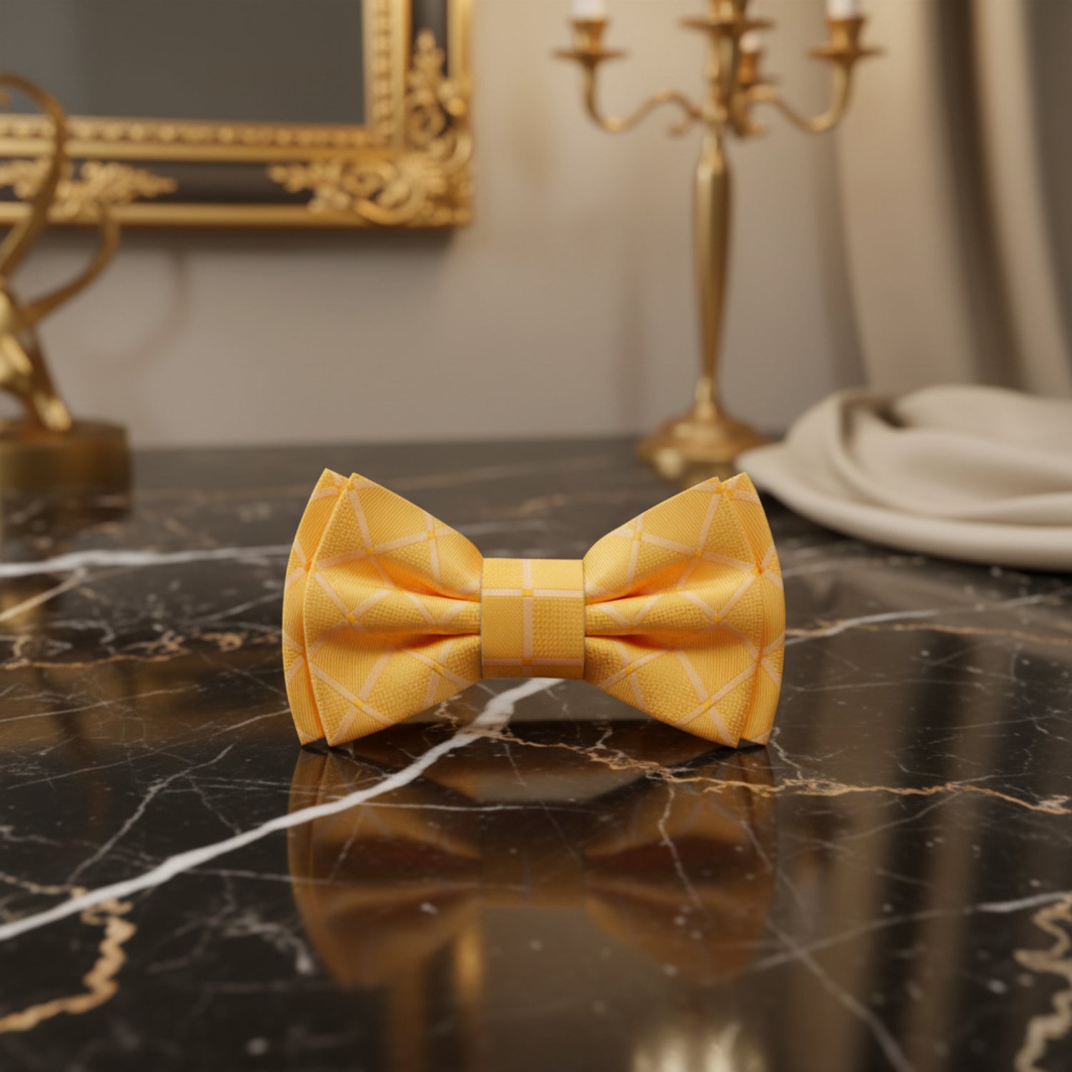 Solid Yellow with Geometric Texture Bow Tie