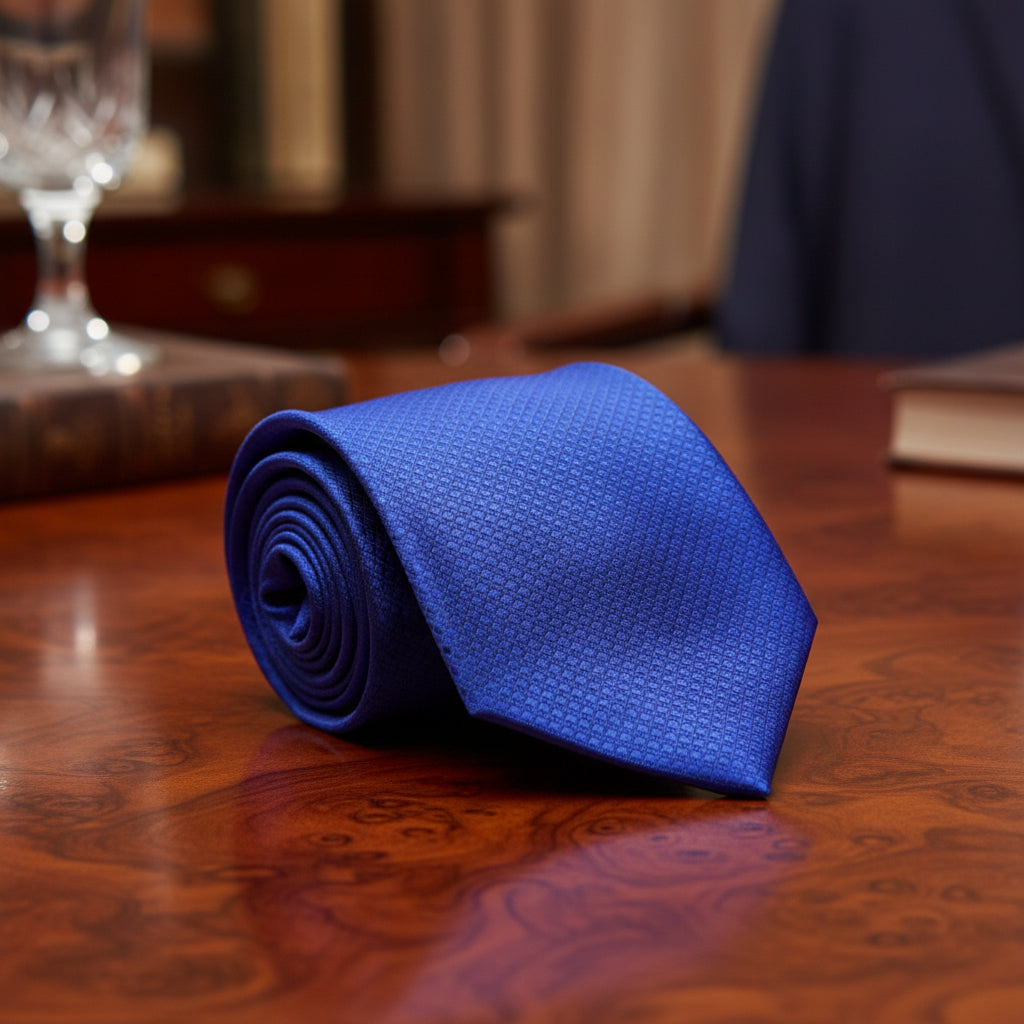 Solid Blue Textured Tie