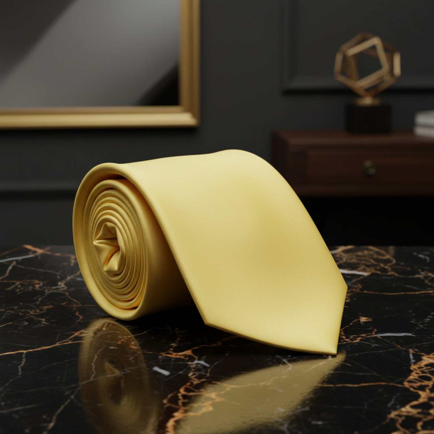 Solid Glossy Canary Yellow Silk Necktie