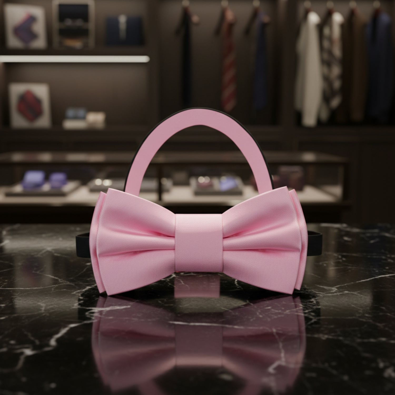 Pre Tied: Solid Glossy Kobi Pink Silk Bow Tie 