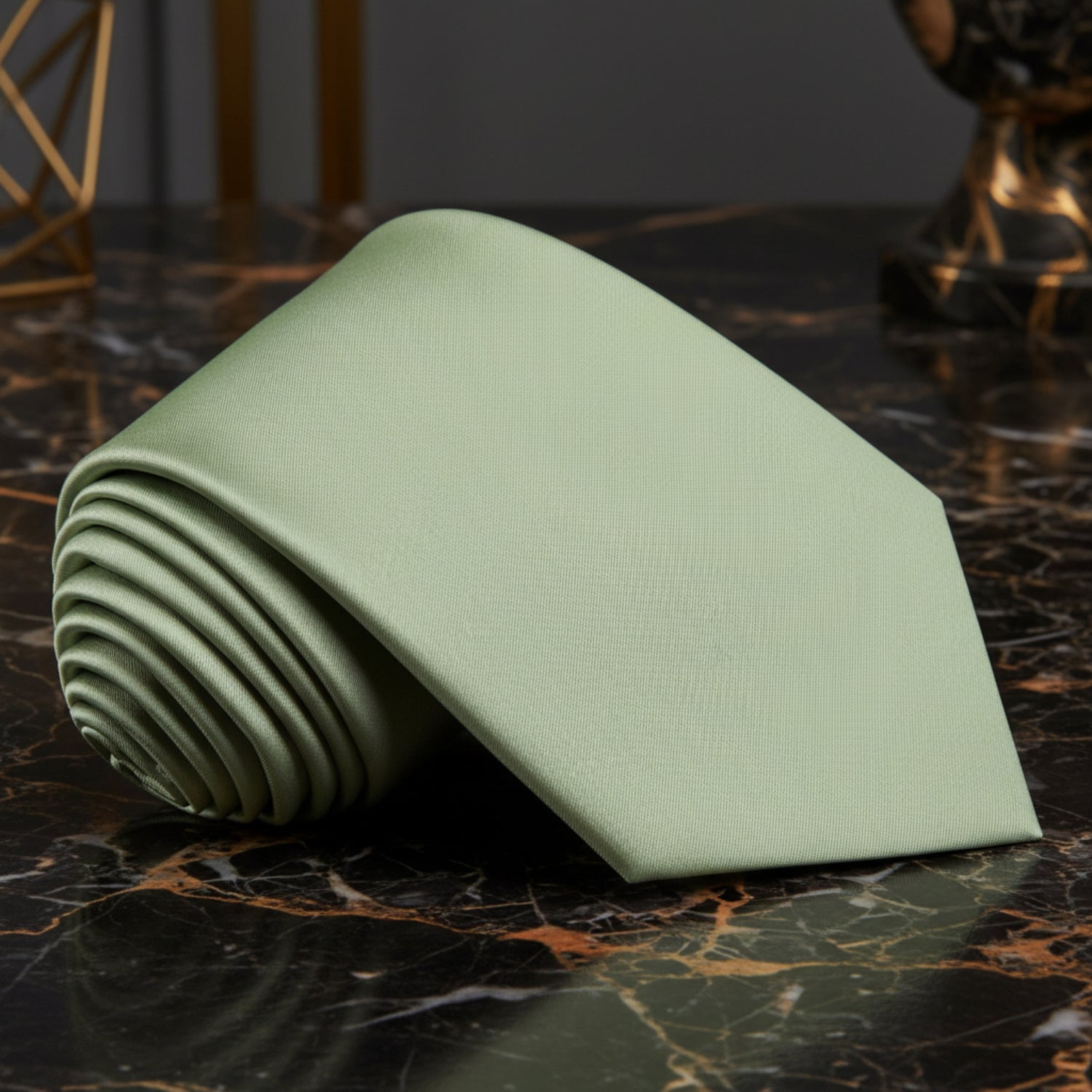 Solid Glossy Laurel Green Silk Necktie