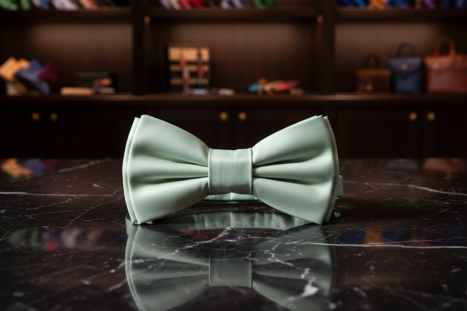 Pre Tied: Light Sage Solid Glossy Bow Tie 