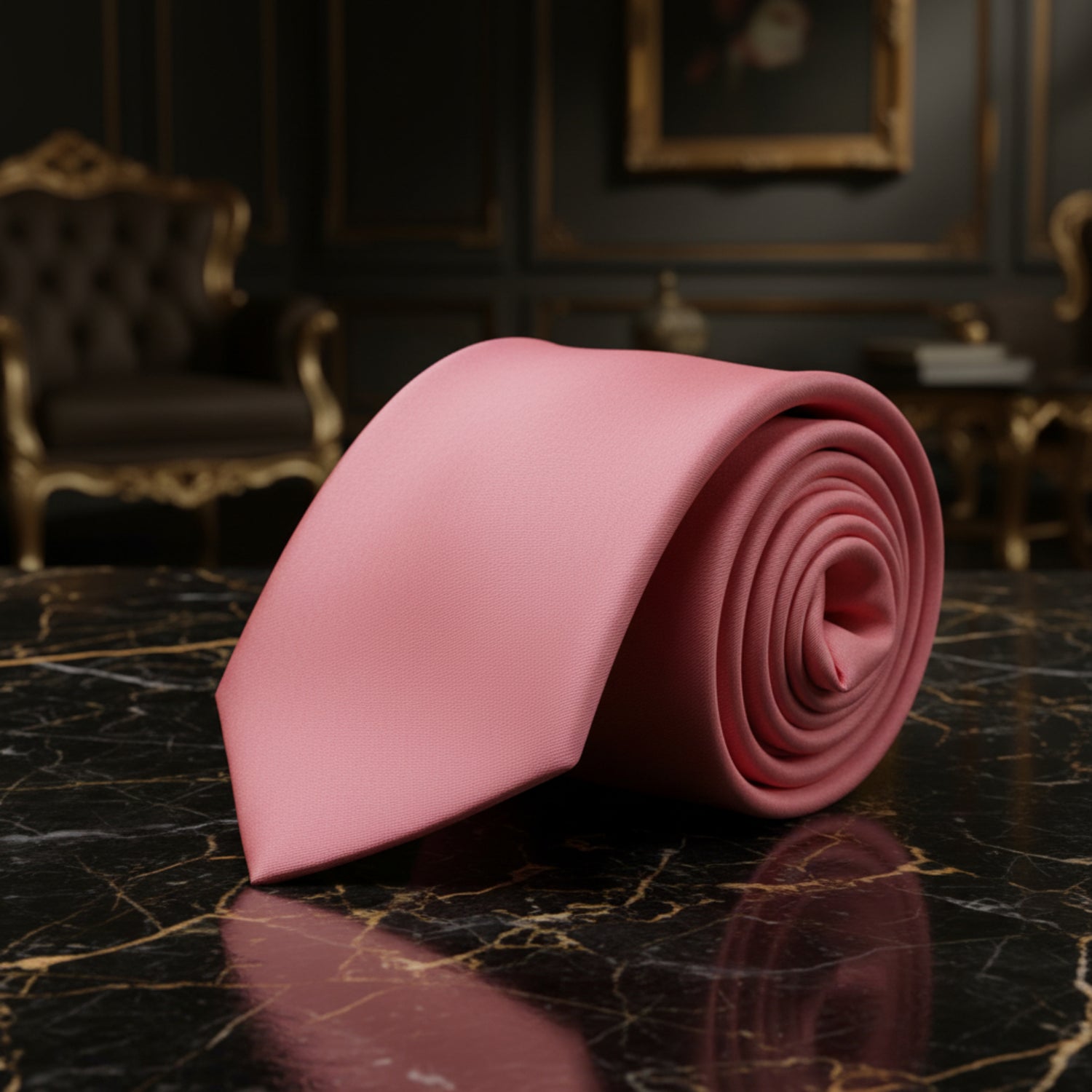 Solid Glossy Salmon Pink Tie