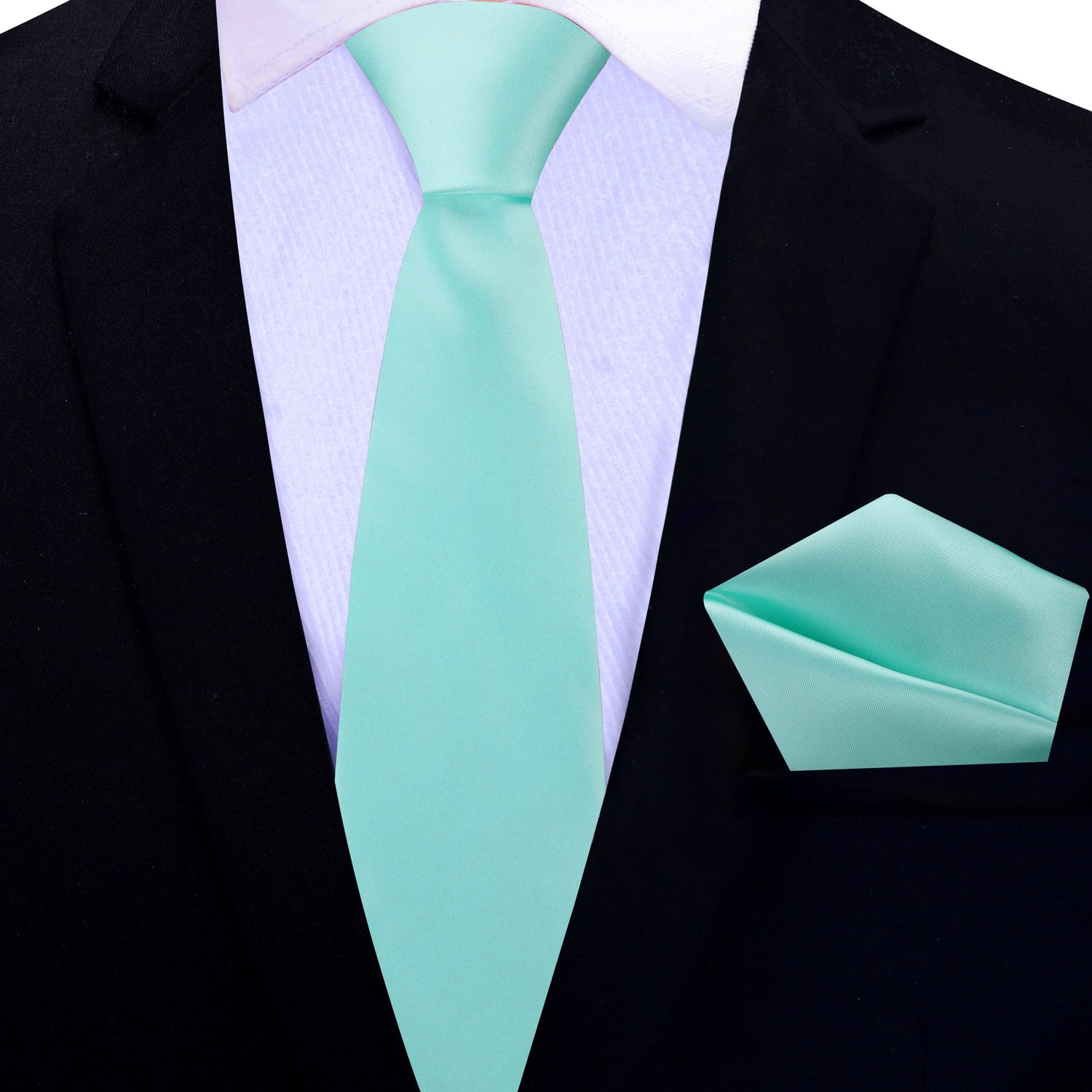 Solid Sea Lyric Thin Tie and Pocket Square