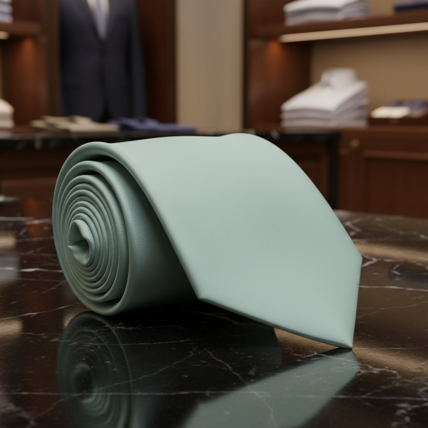 Solid Glossy Viridian Green Silk Necktie