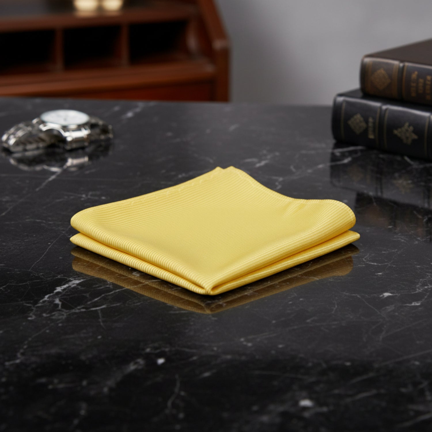 A Solid Yellow Pattern Pocket Square