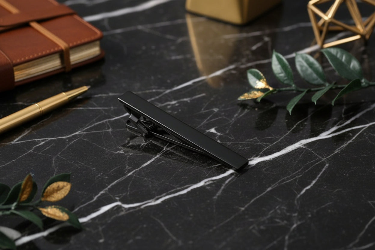 A Solid Matte Black Tie Bar
