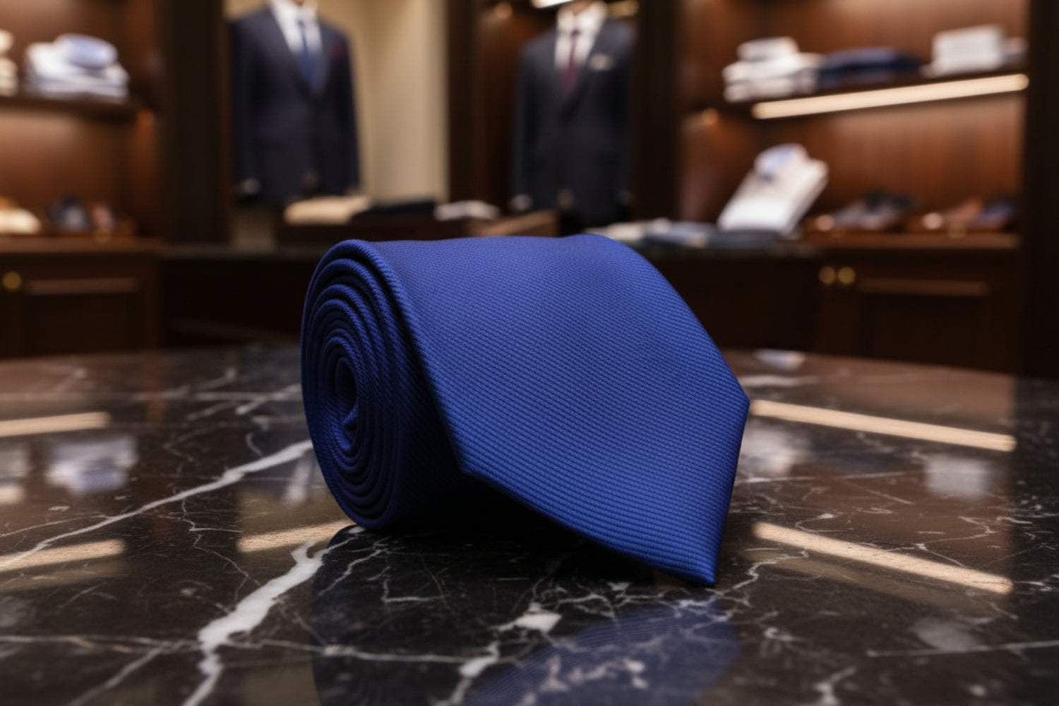 A Solid Dark Blue Colored Silk Necktie ||Navy
