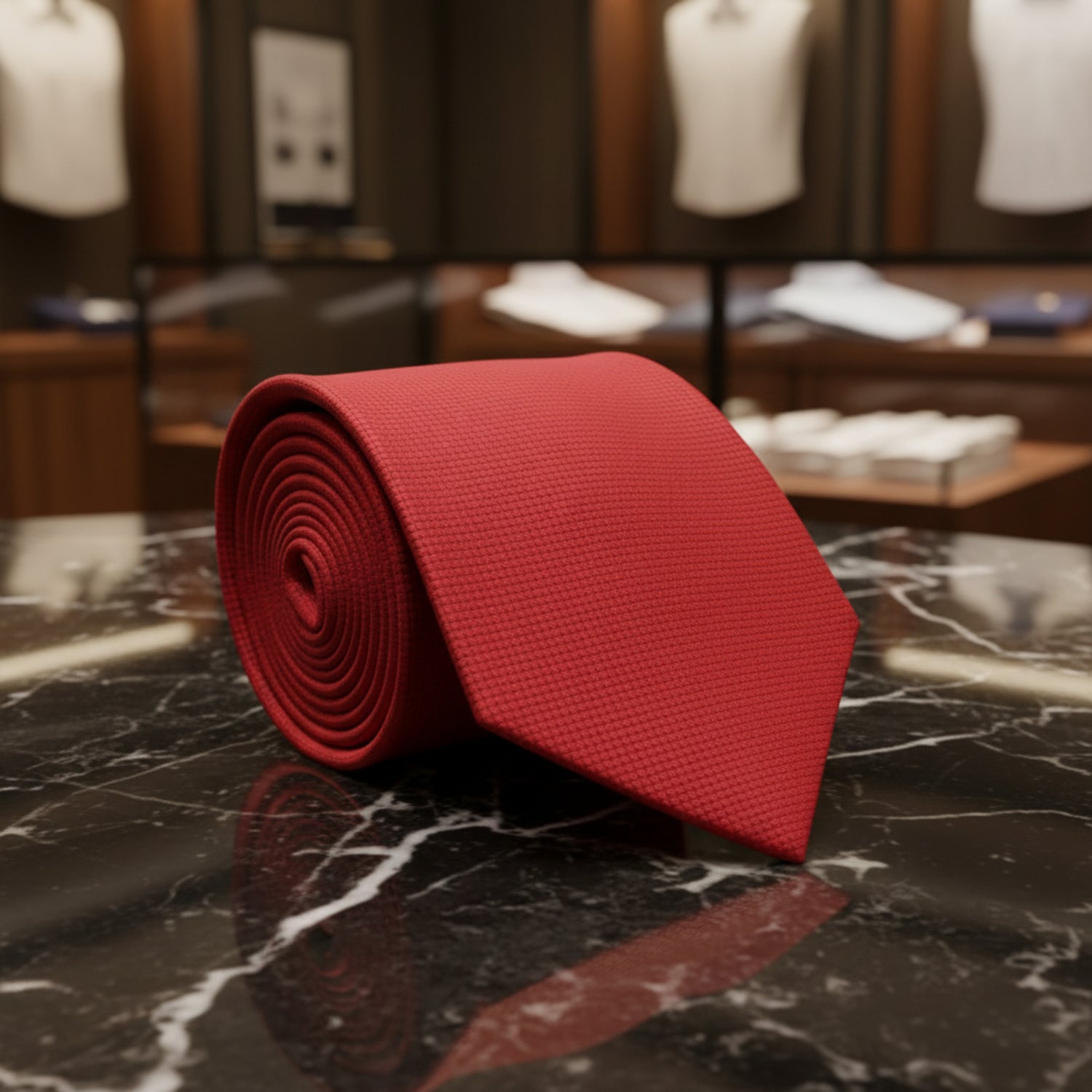 A Solid Red With Check Texture Pattern  Necktie ||Red