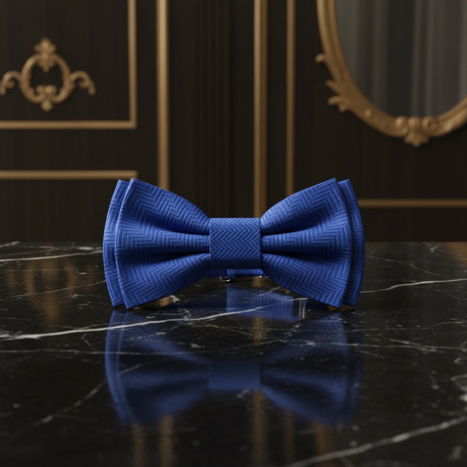 A Solid Persian Blue Pattern Self Tie Bow Tie