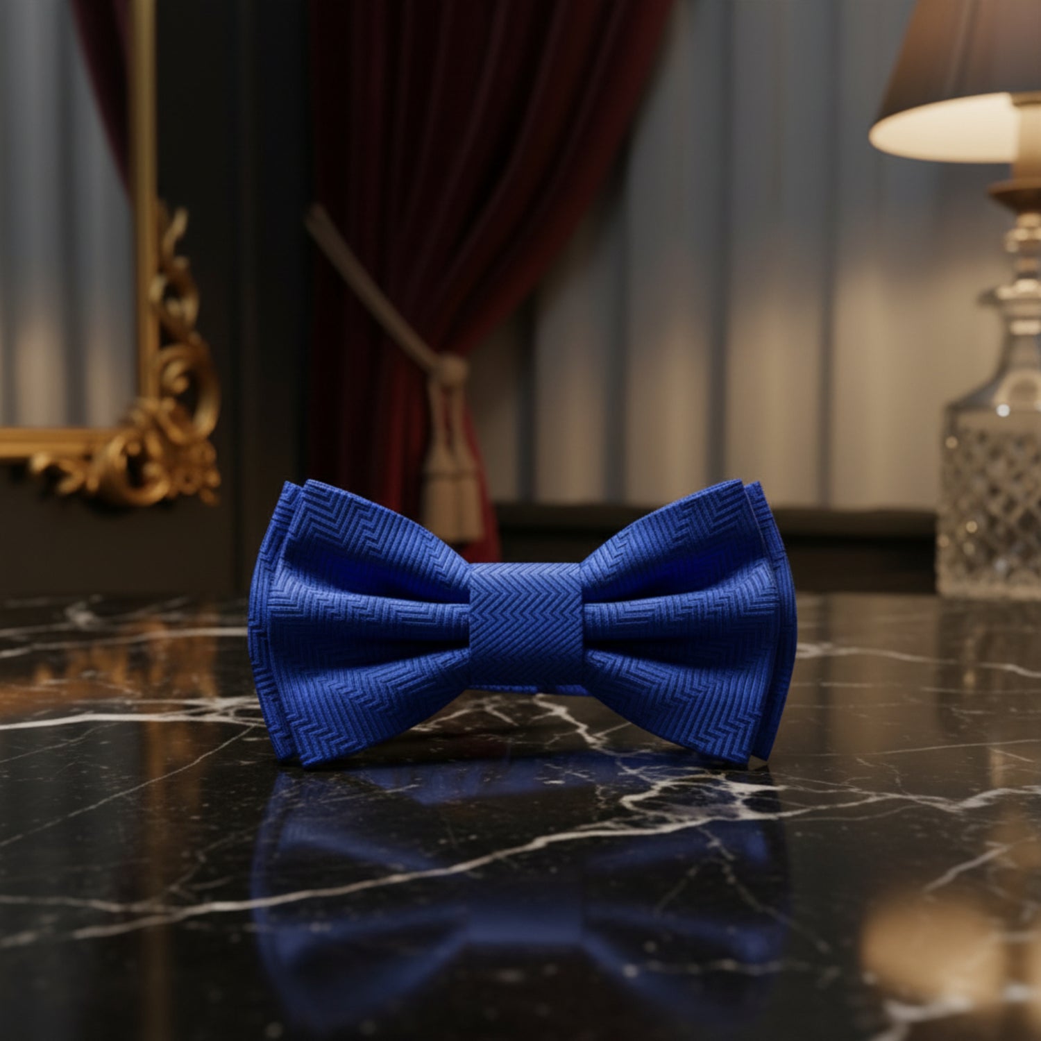A Solid Rich Royal Blue Pattern Self Tie Bow Tie