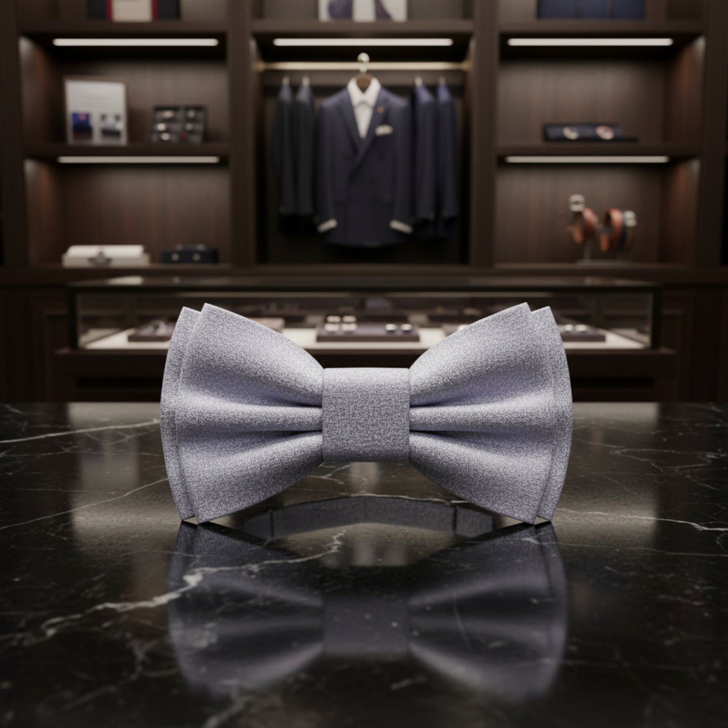 Shimmer Silver Bow Tie 