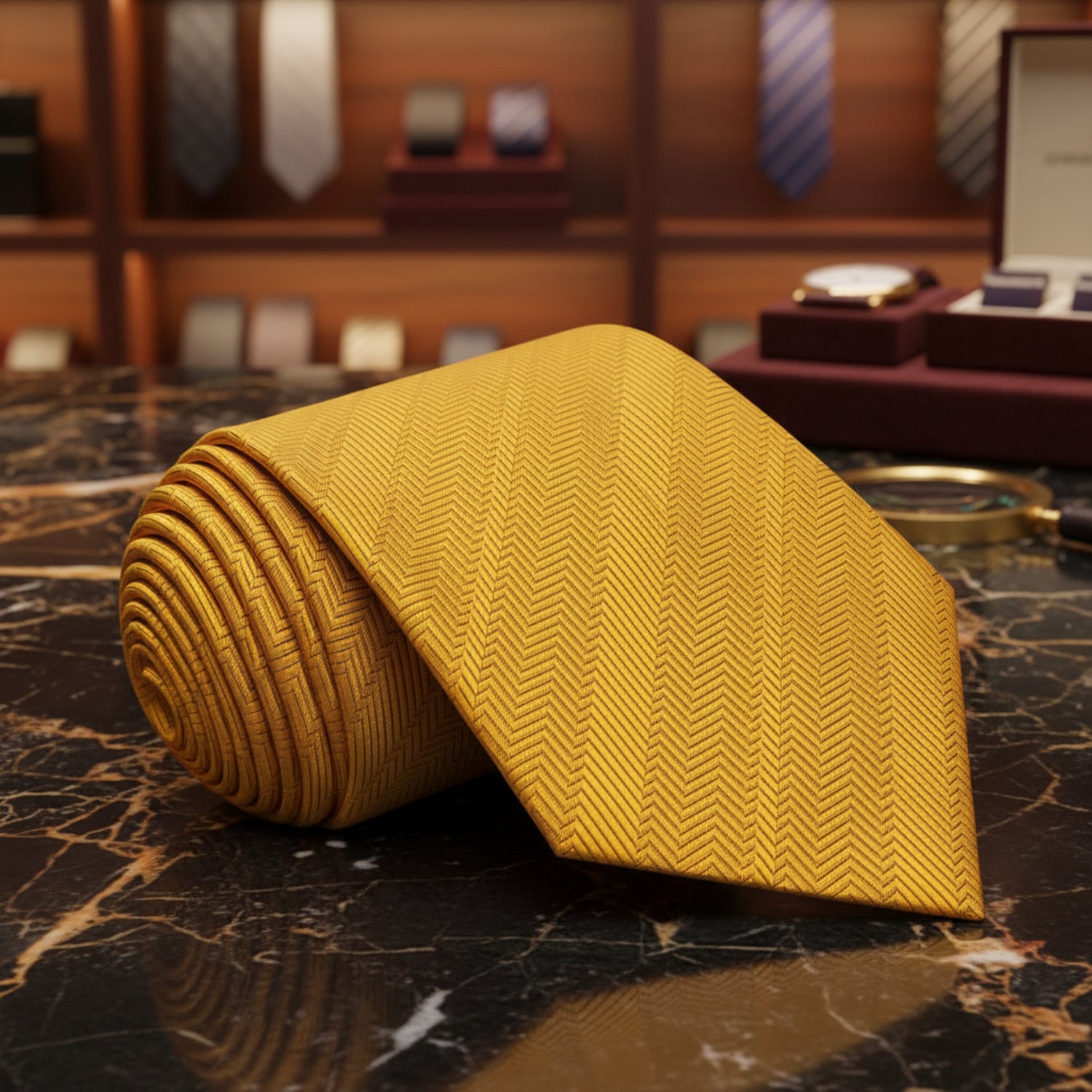 Golden Amber Solid Necktie  