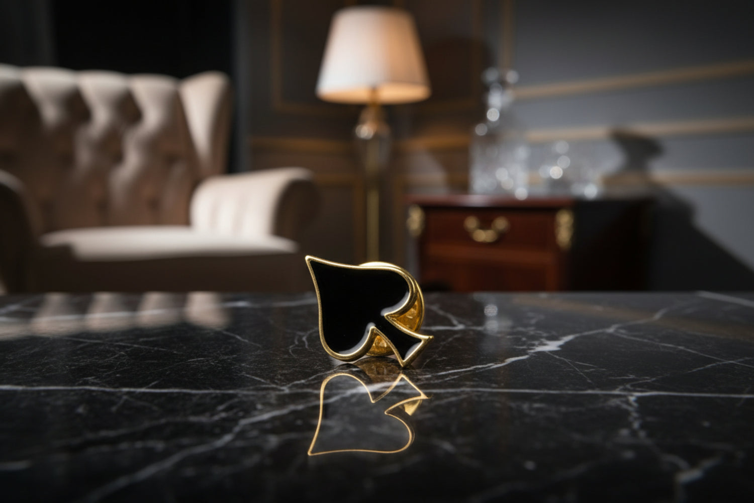 a spade lapel pin