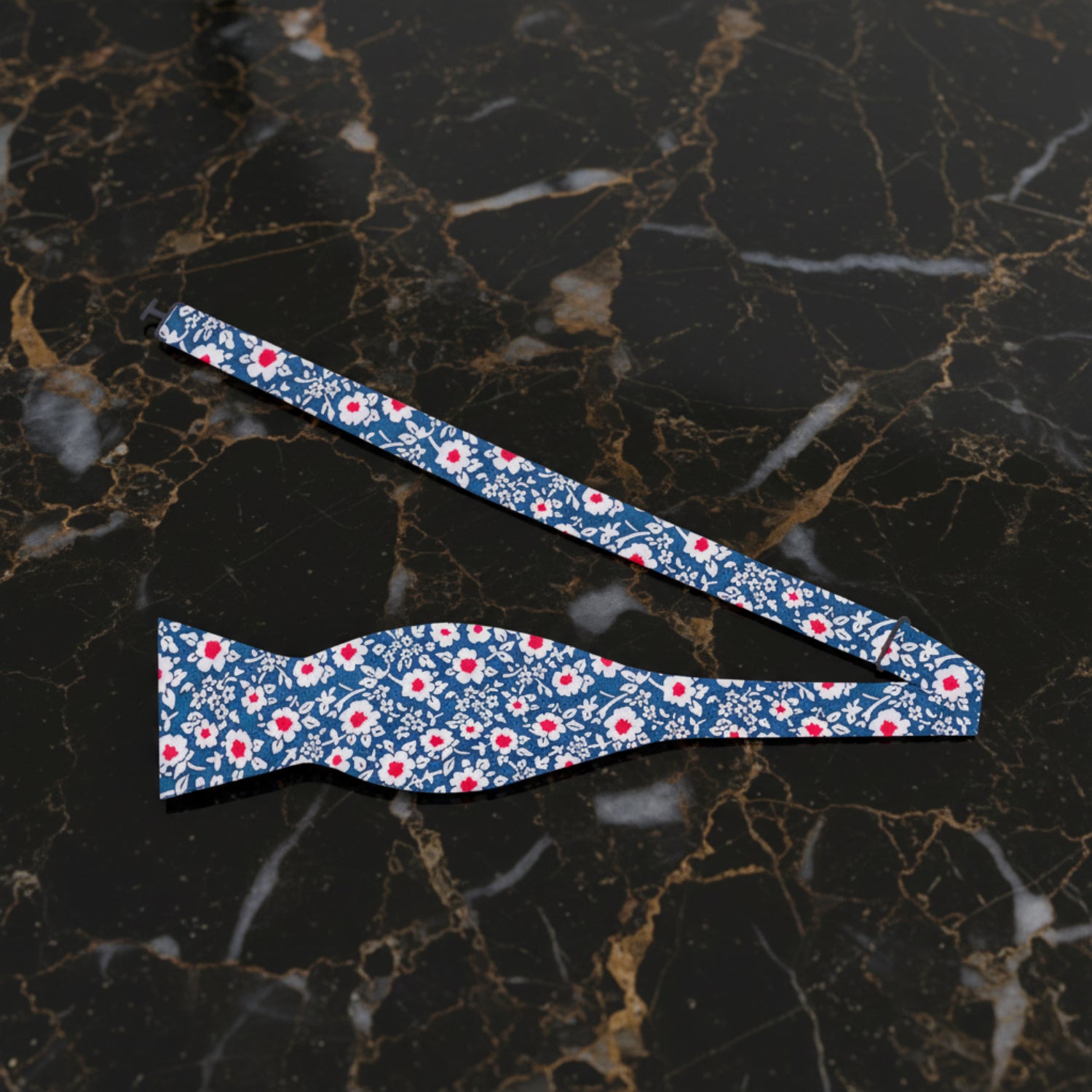 Blue, Red, White Flowers Bow Tie Self Tie