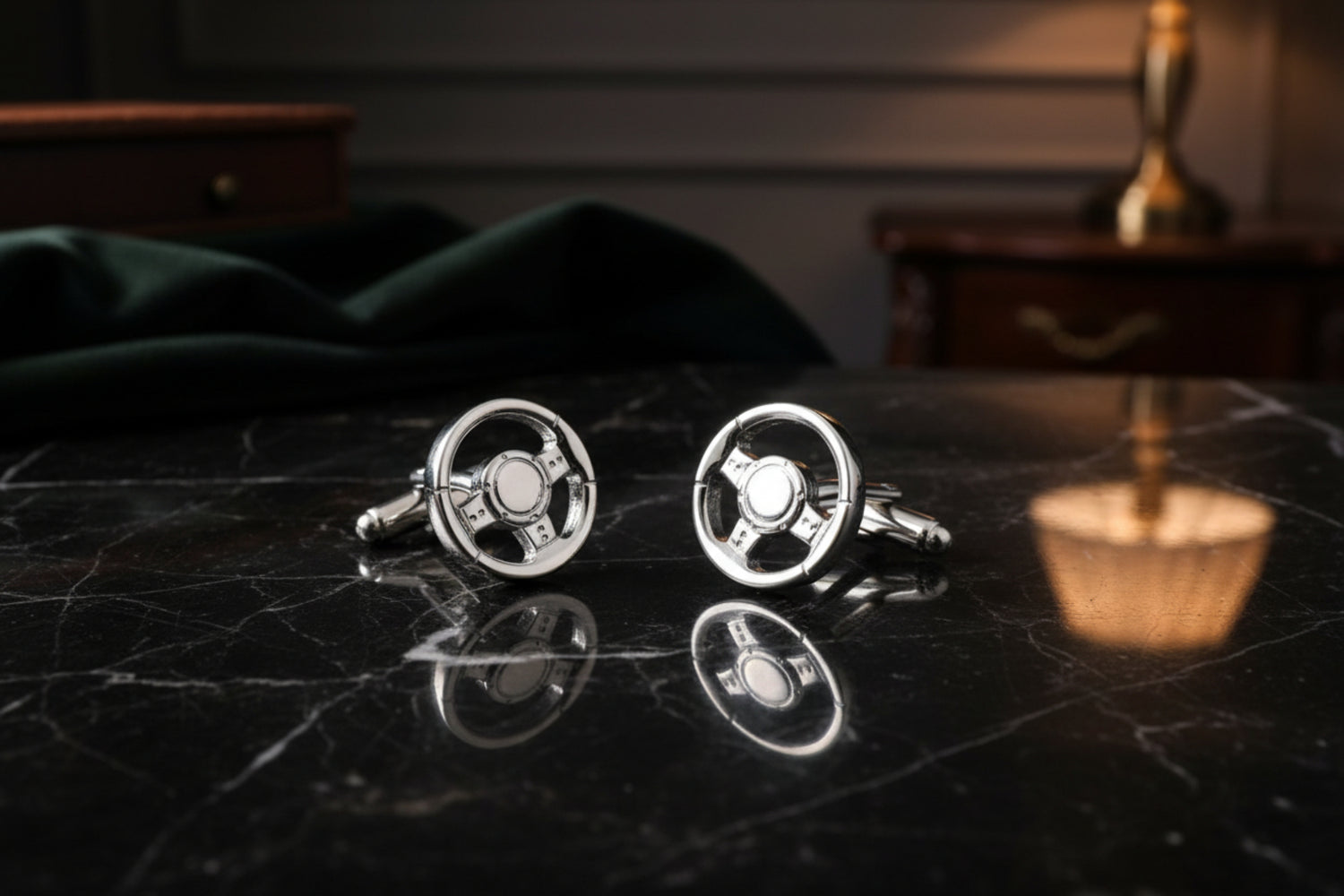 Chrome Steering Wheel Cuff-links