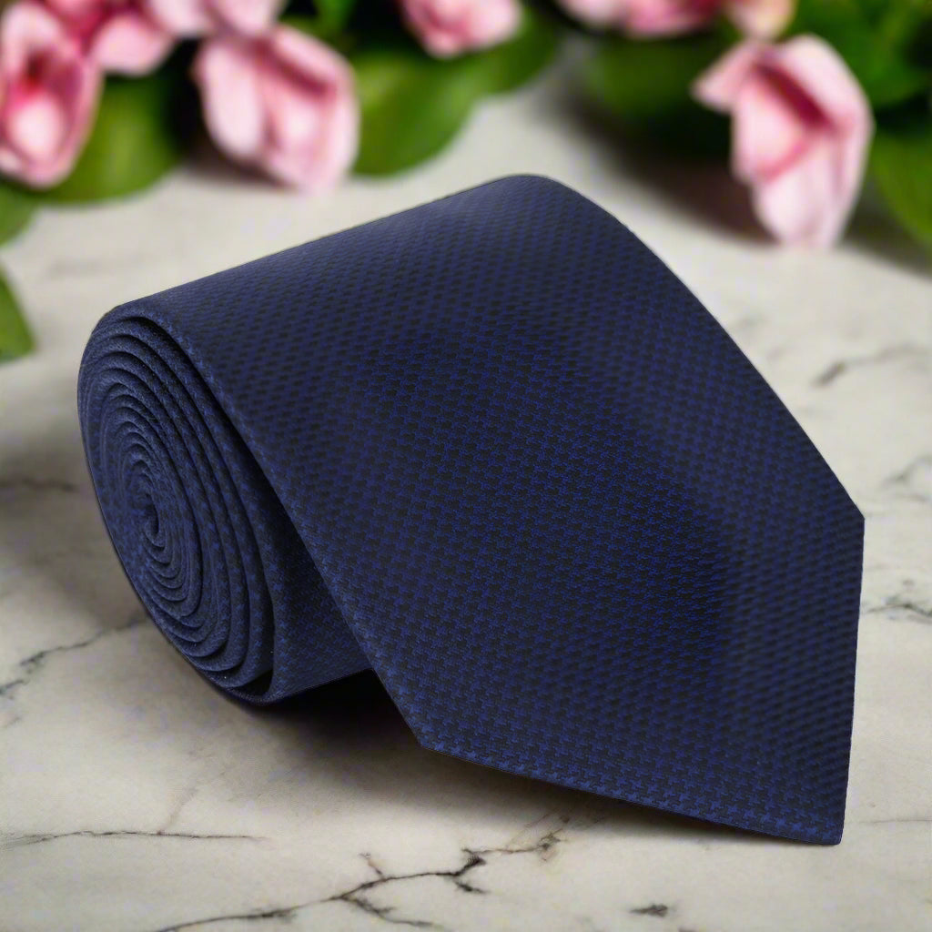 Blue and Black Hounds Tooth Tie  