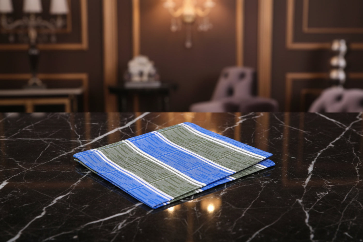 Blue and Olive Stripe Square