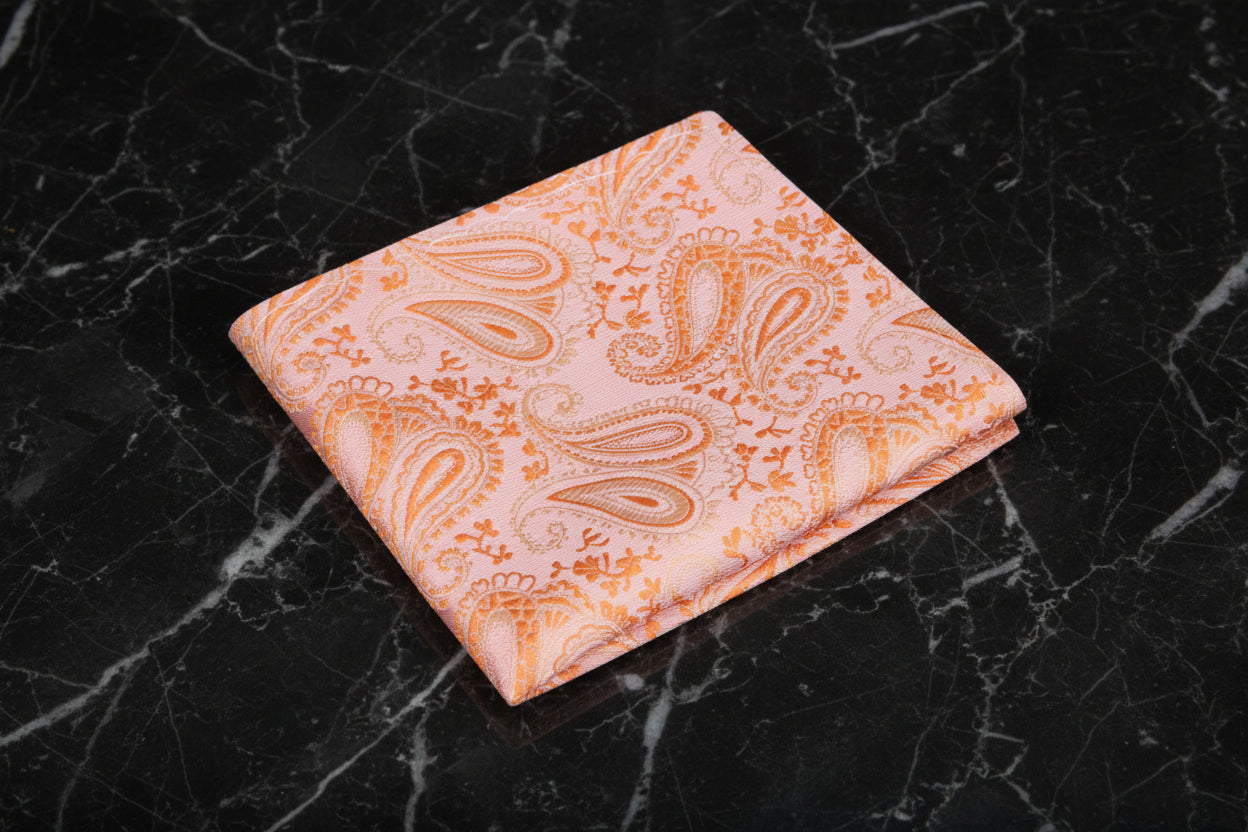 A Coral Paisley Pattern Pocket Square