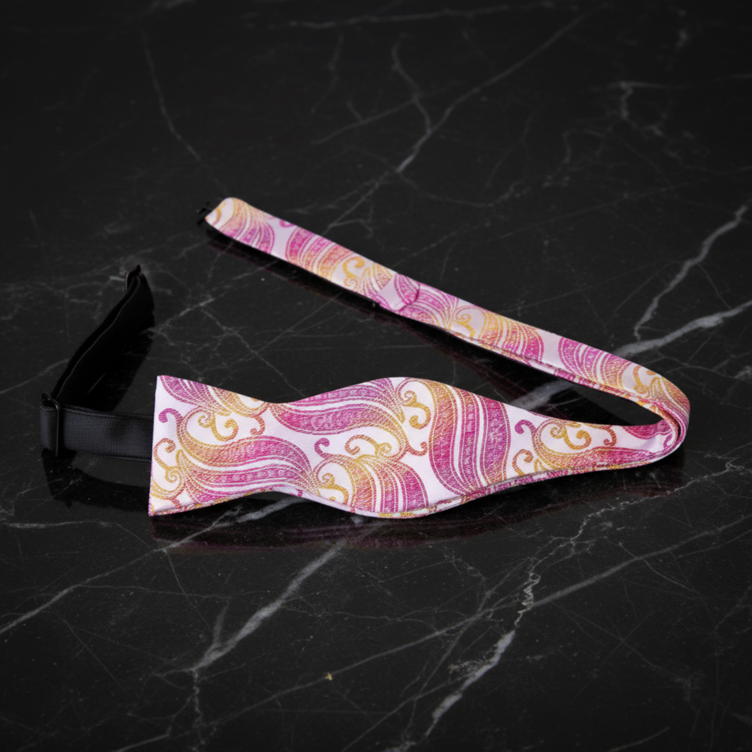 White, Pink, Yellow Abstract Bow Tie