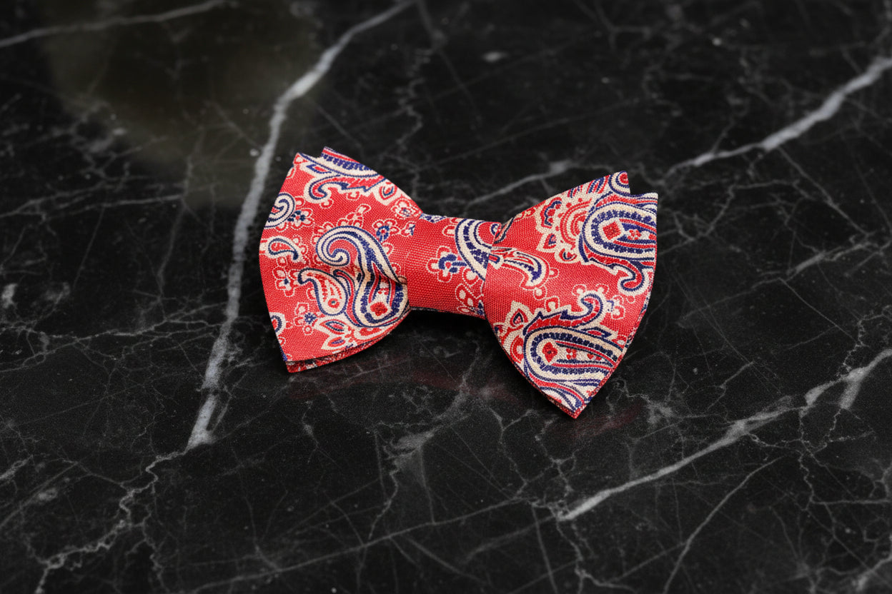 A Sunset, Black Paisley Pattern Self Tie Bow Tie 