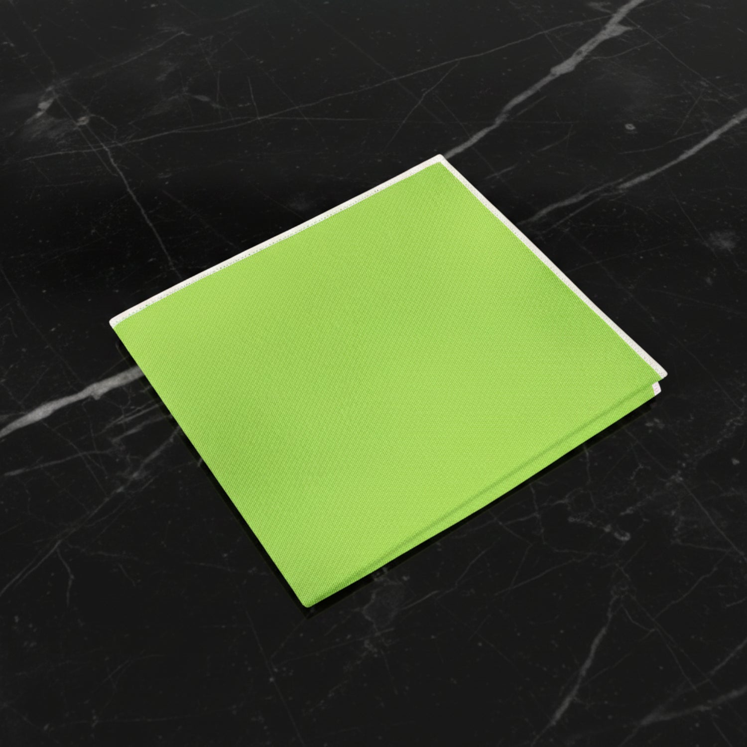 Lime Green with White Edges Pocket Square
